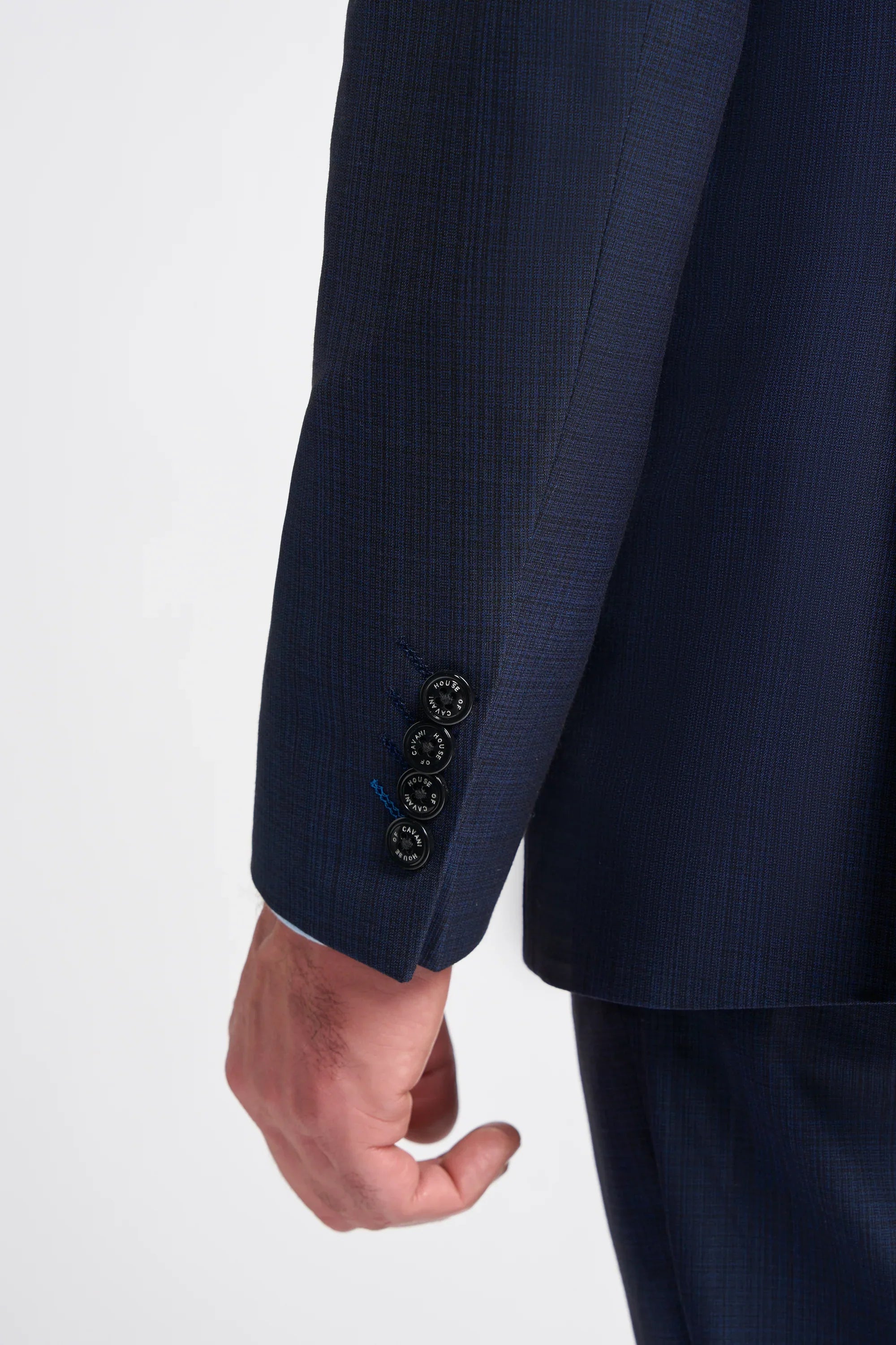 Men's Slim Fit Navy Suit - SEEBA - Navy Blue Detail Picture