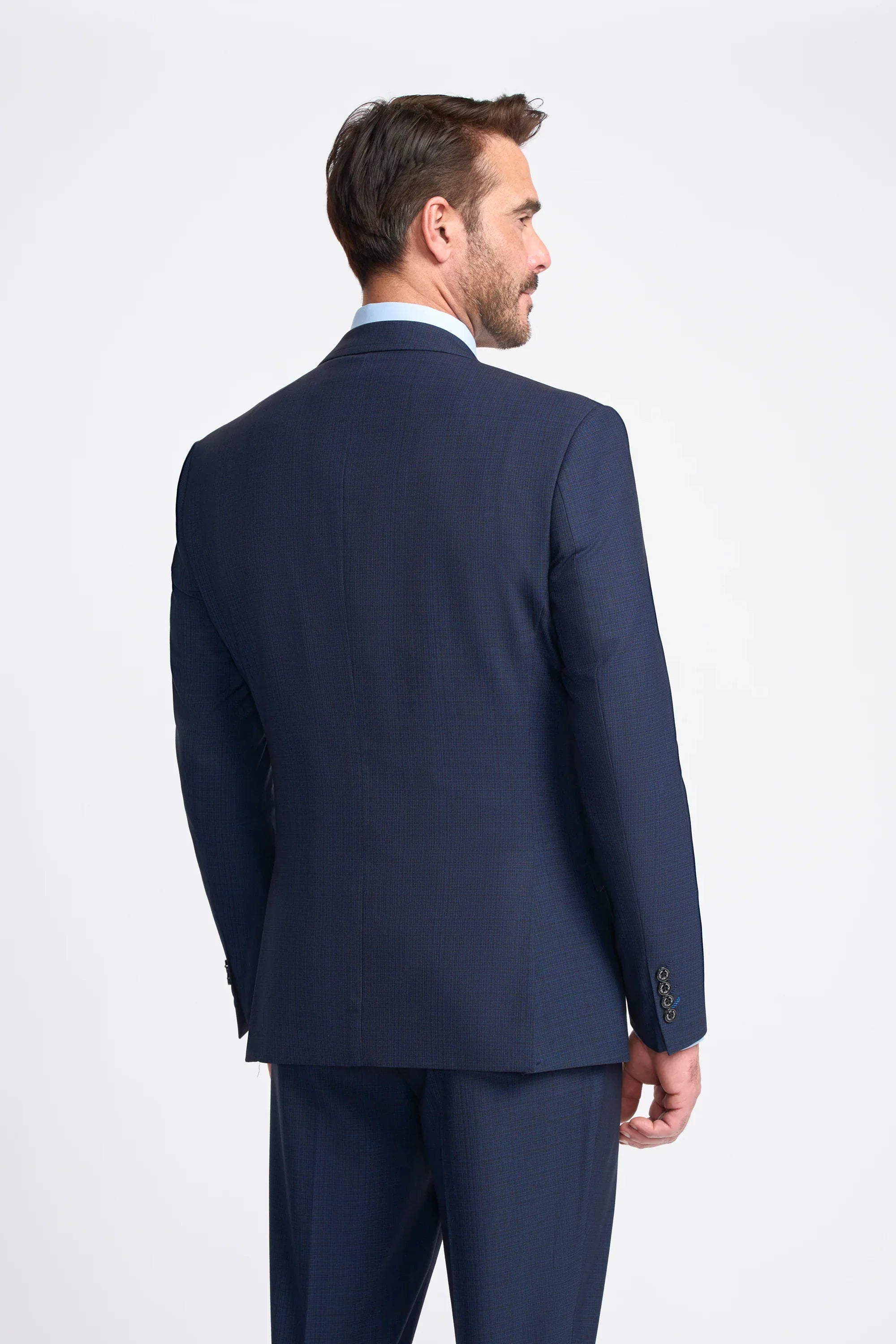 Men's Slim Fit Navy Suit - SEEBA - Navy Blue Model Back Picture