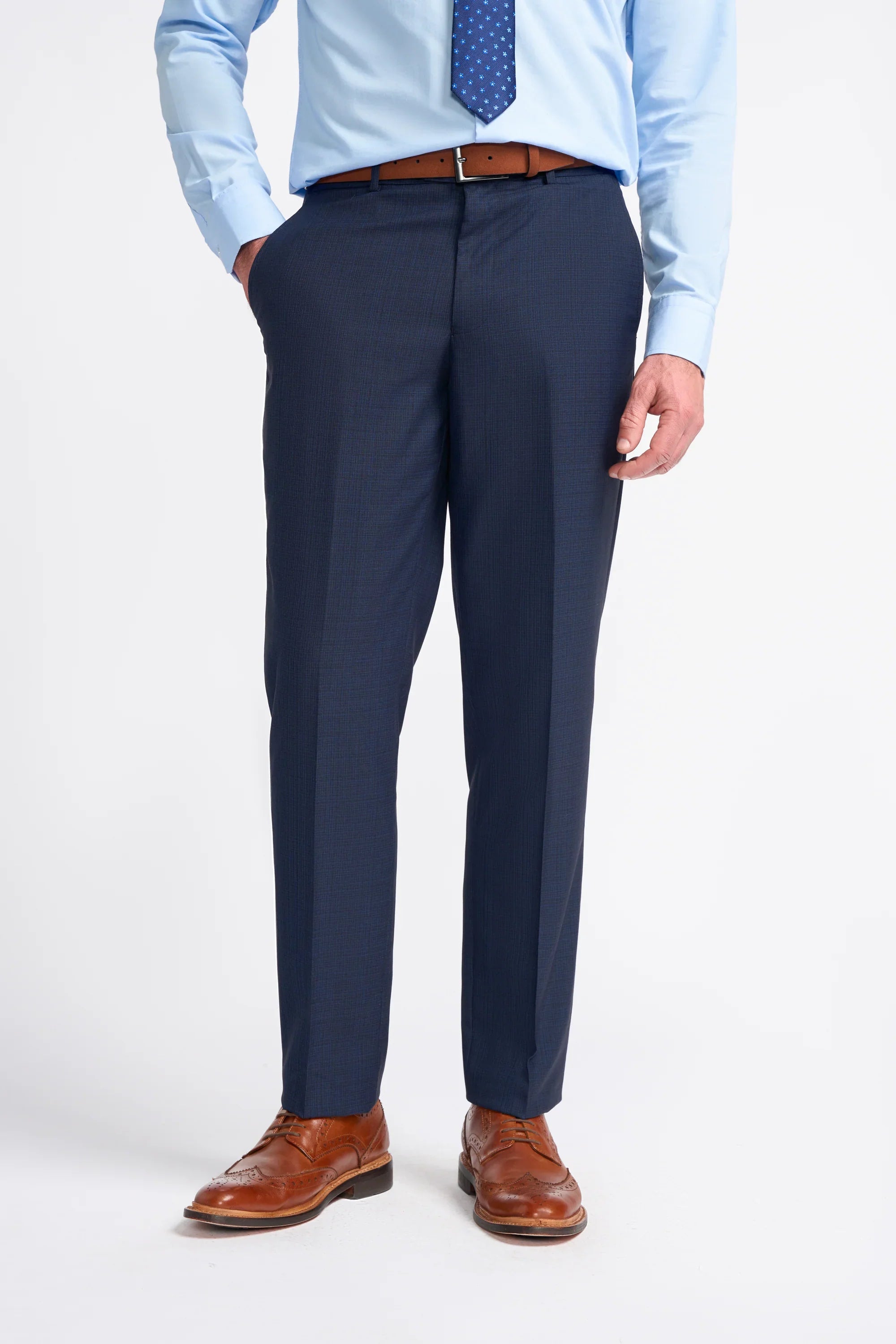 Men's Slim Fit Navy Suit - SEEBA - Navy Blue Trousers Picture