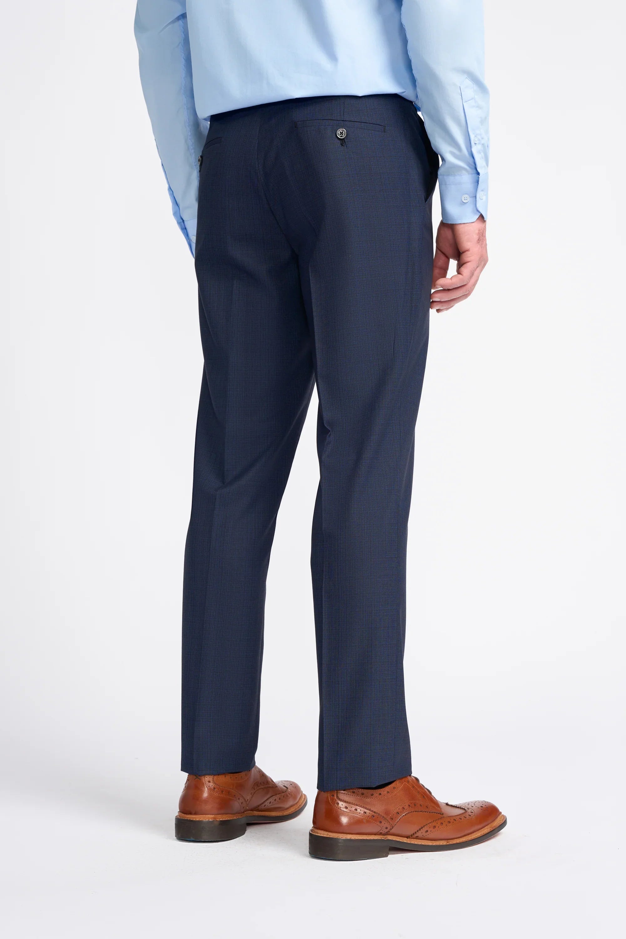 Men's Slim Fit Navy Suit - SEEBA - Navy Blue Trousers Back Picture