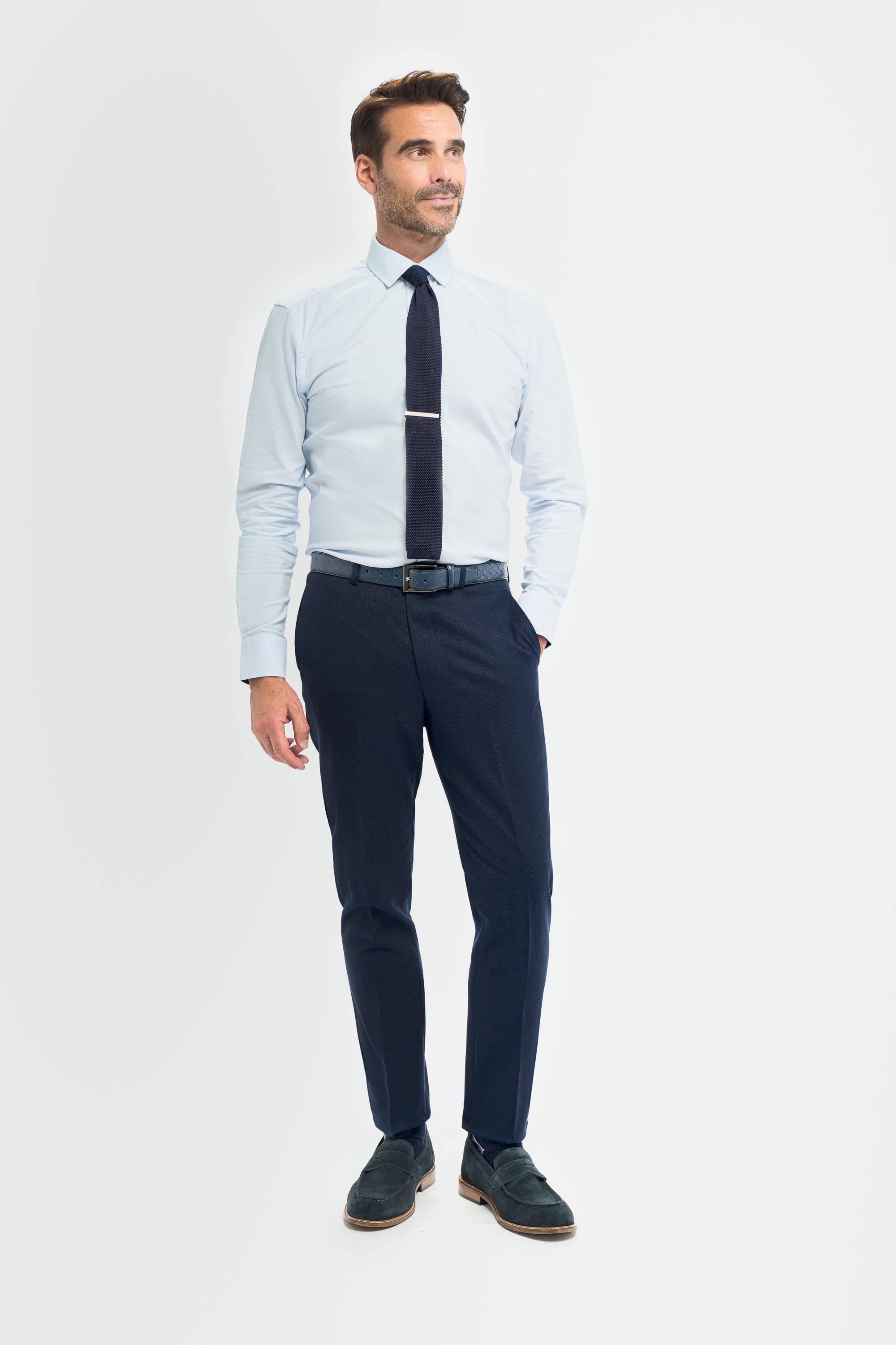 Herren Slim Fit Texturierte Anzughose - Tropez - Marine