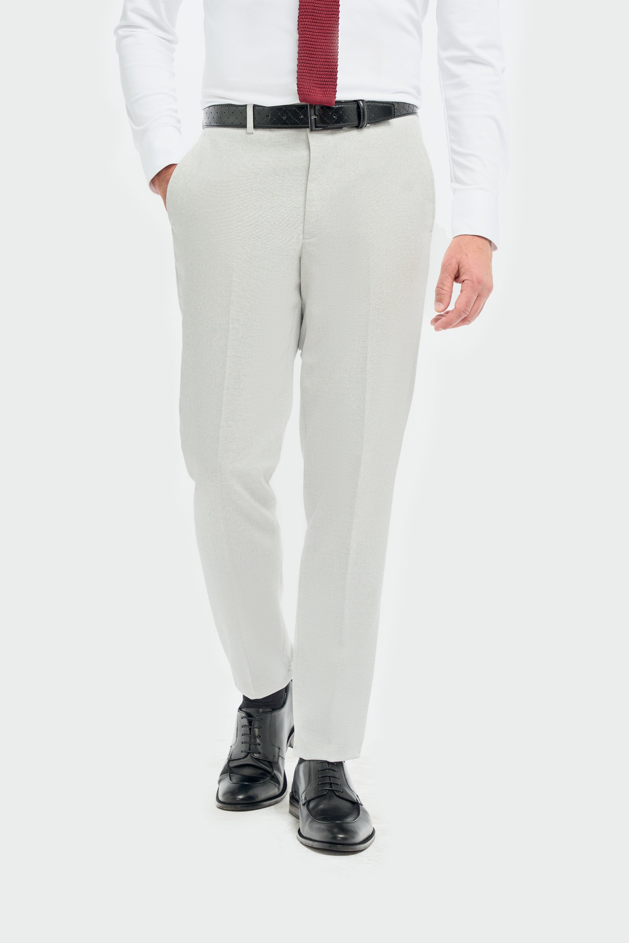 Men’s Slim Fit Textured Formal Trousers - Tropez - Slate Model Picture