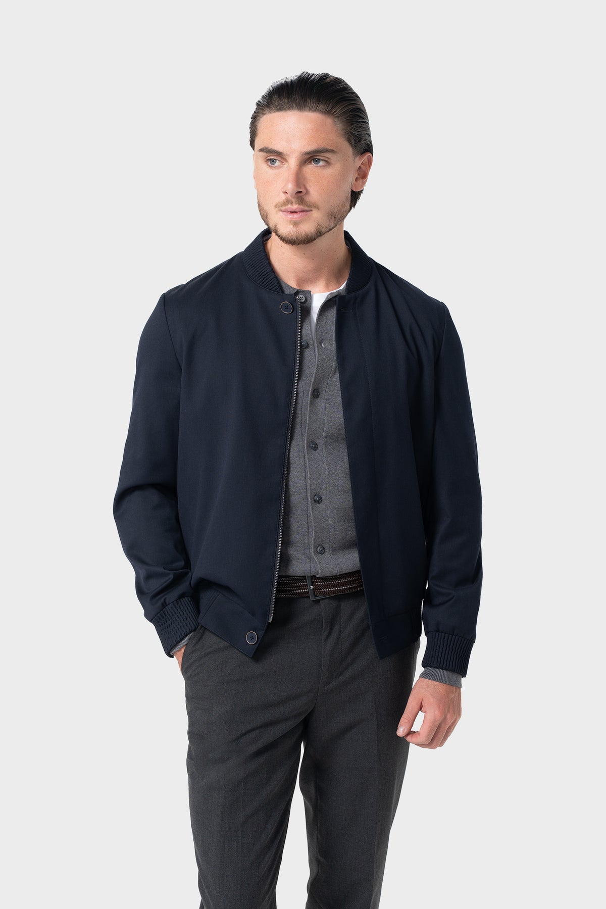 Men’s Smart Bomber Jacket - Cavani Statton Navy model picture