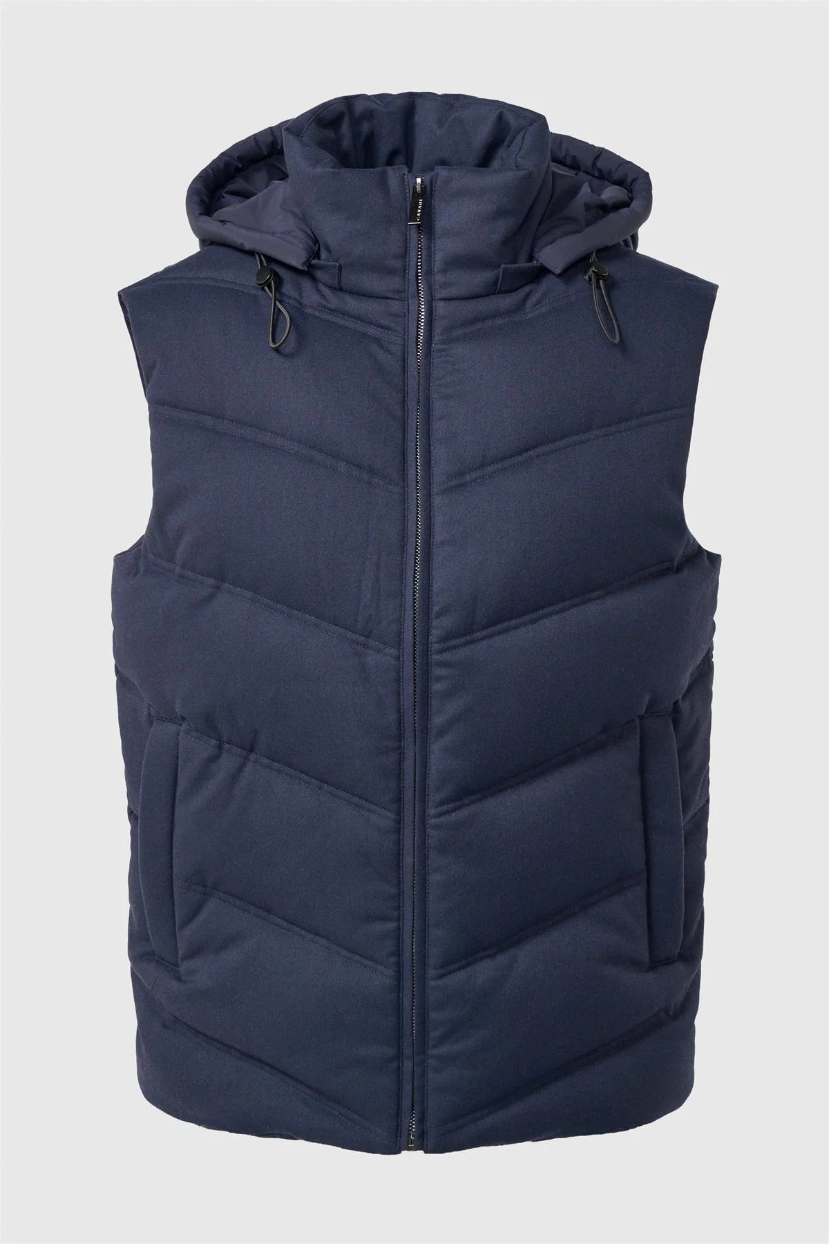 Men's Smart Casual Hooded Hybrid Gilet – Cavani Mattian Navy Front Picture