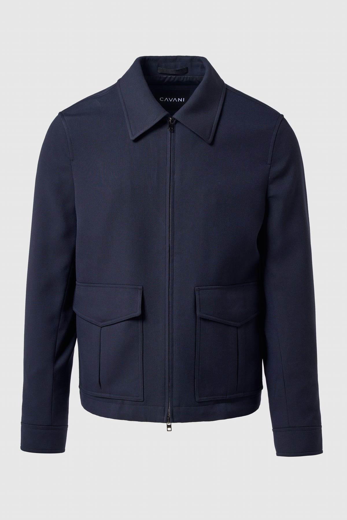 Men’s Smart Casual Stretch Zip-Up Short Jacket – Cavani Carlo Navy Front Picture