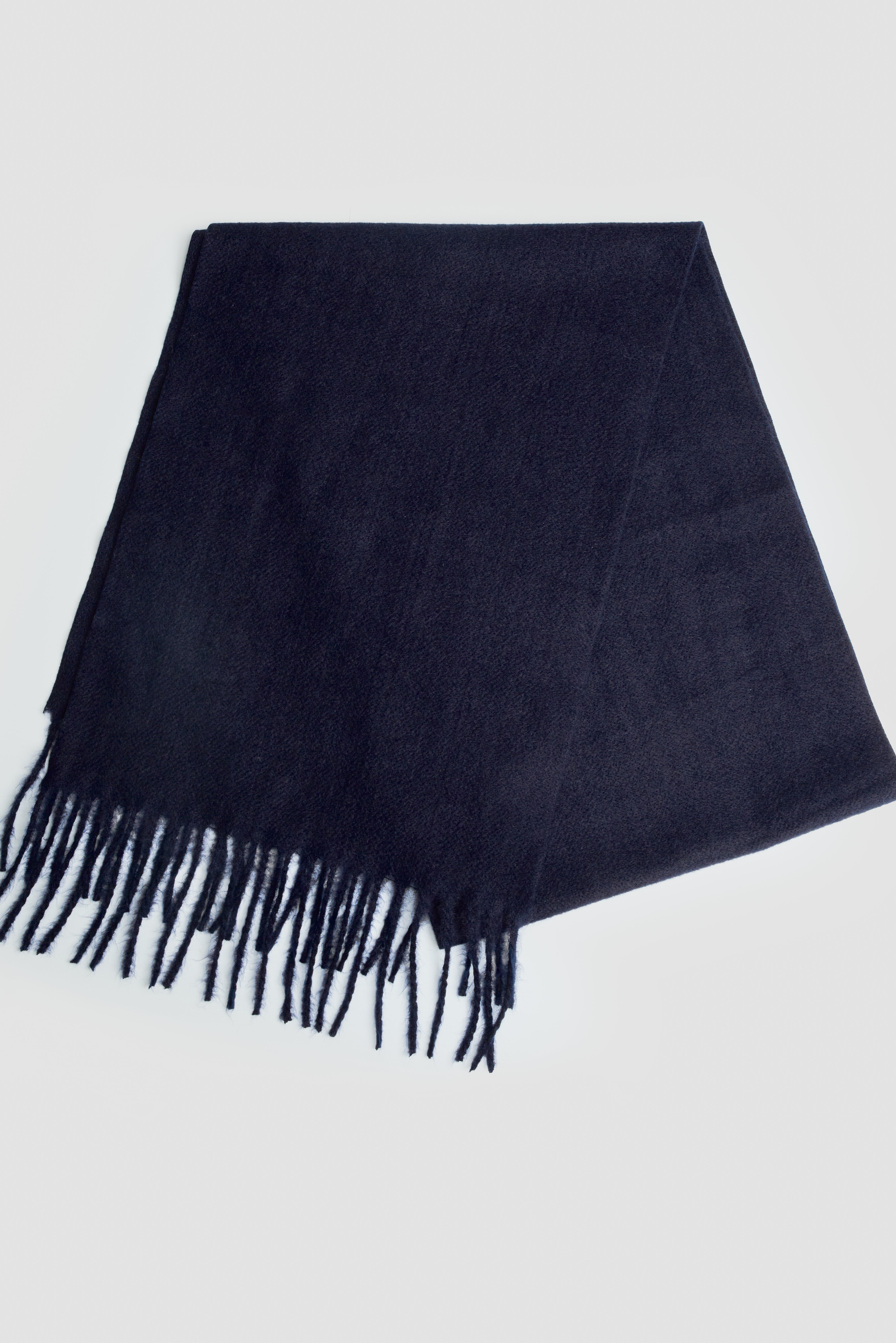 Weicher Strickschal mit Fransen für Herren – Marineblau