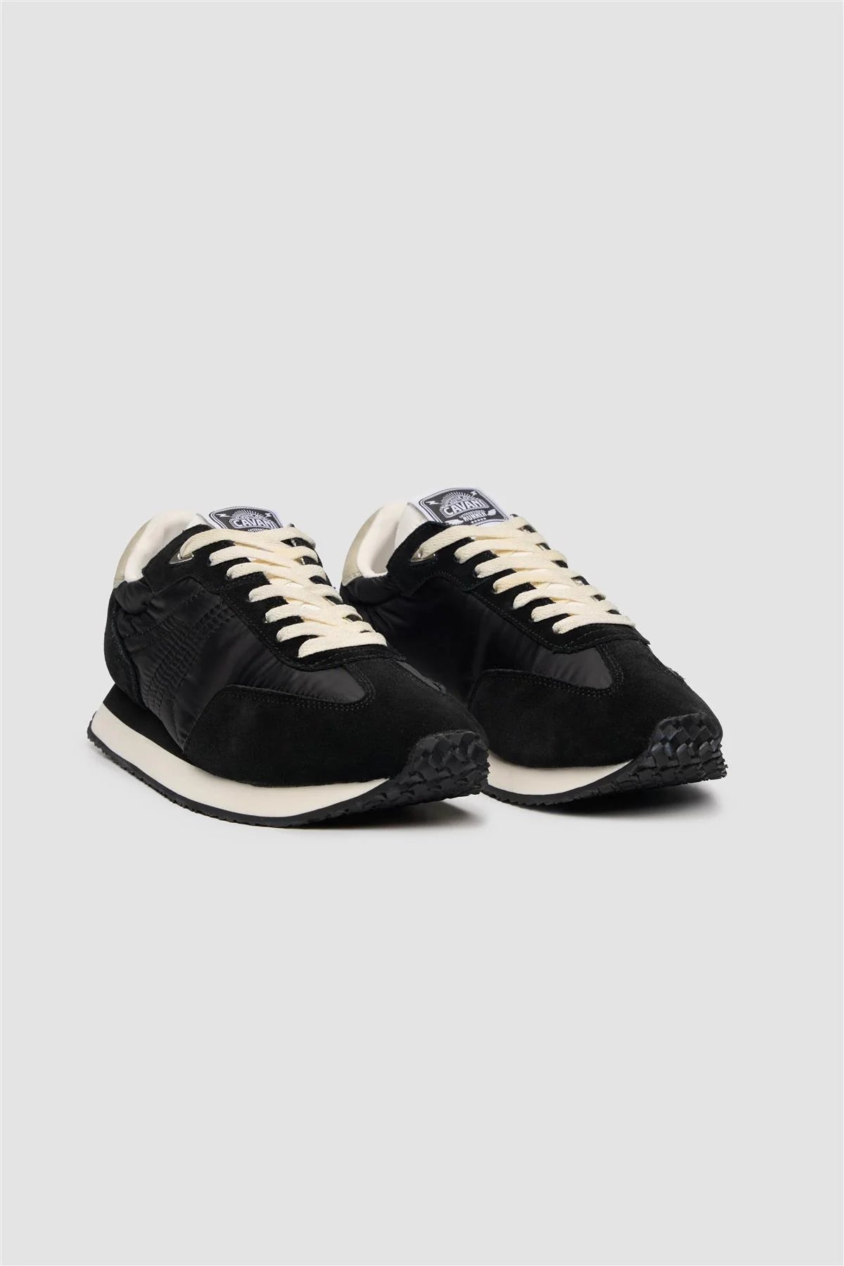 Men’s Suede-Accented Runner Trainers - International Runners - Black Pair Side Picture