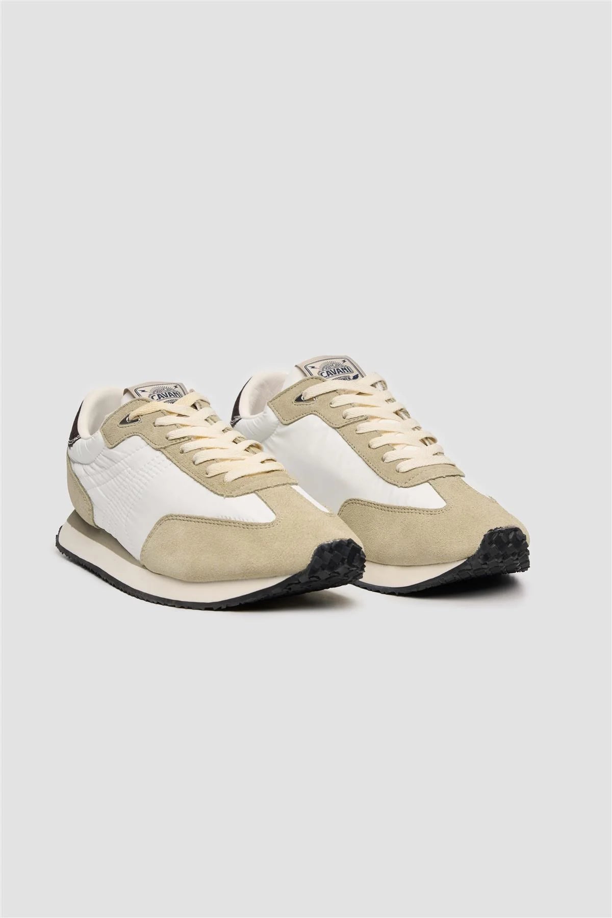 Men’s Suede-Accented Runner Trainers - International Runners - Cream Pair Side Picture