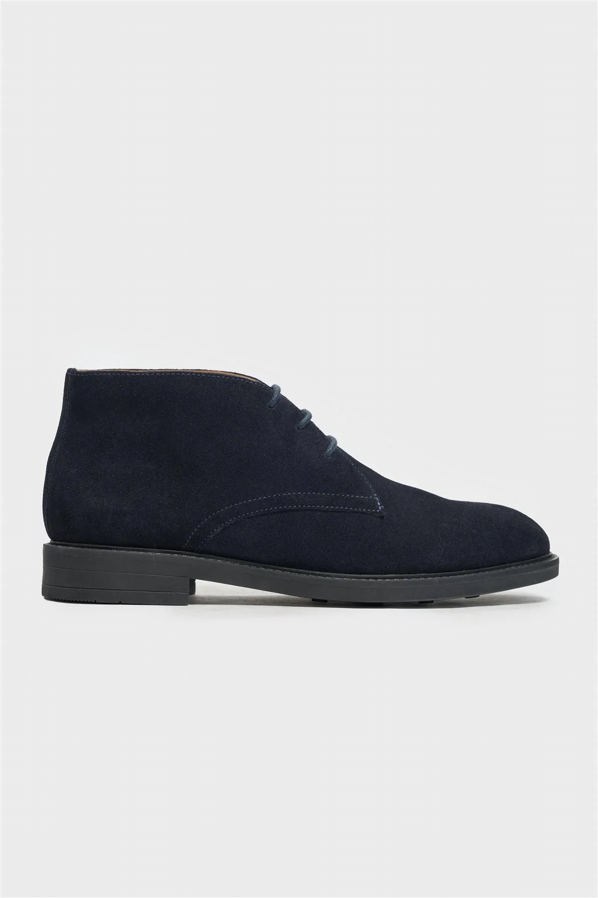 Men’s Suede Leather Chukka Boots - Fernando -Navy Side Picture