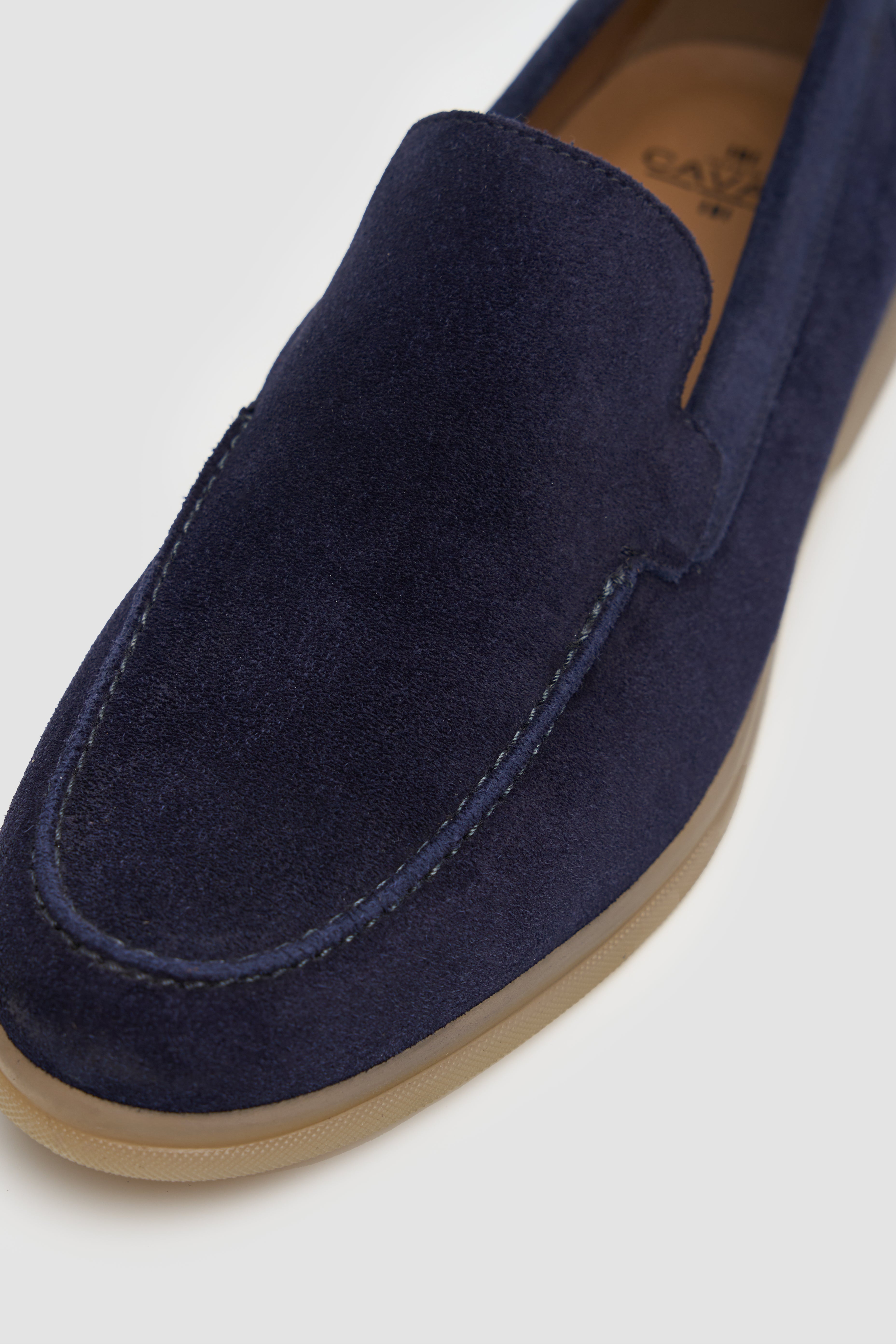 Men’s Suede Leather Moccasin Slip On Loafer Shoes - Breezy - Navy Detail Picture