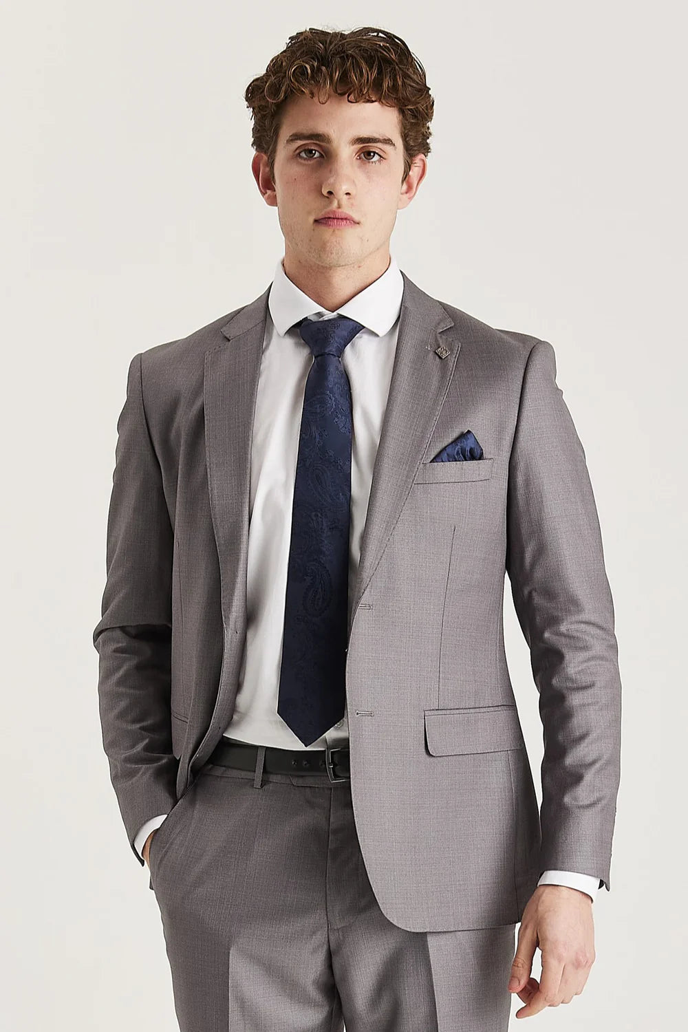 Men’s Tailored Fit Formal Suit Jacket - Edward - Grey Model Picture