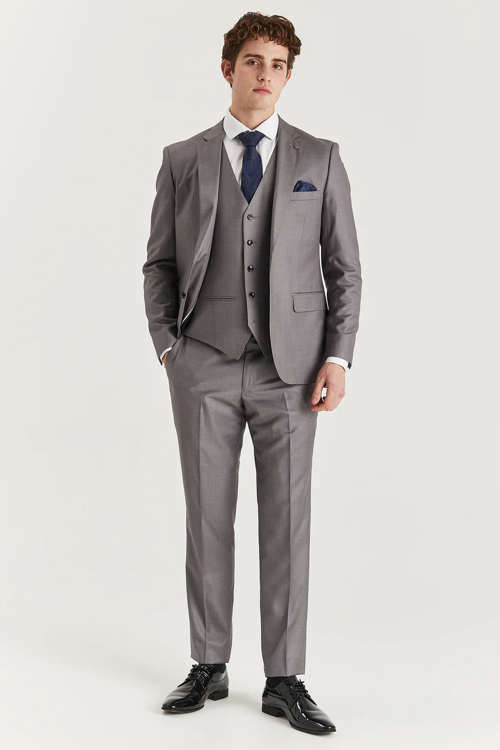 Men’s Tailored Fit Formal Suit Jacket - Edward - Grey Model Front Picture