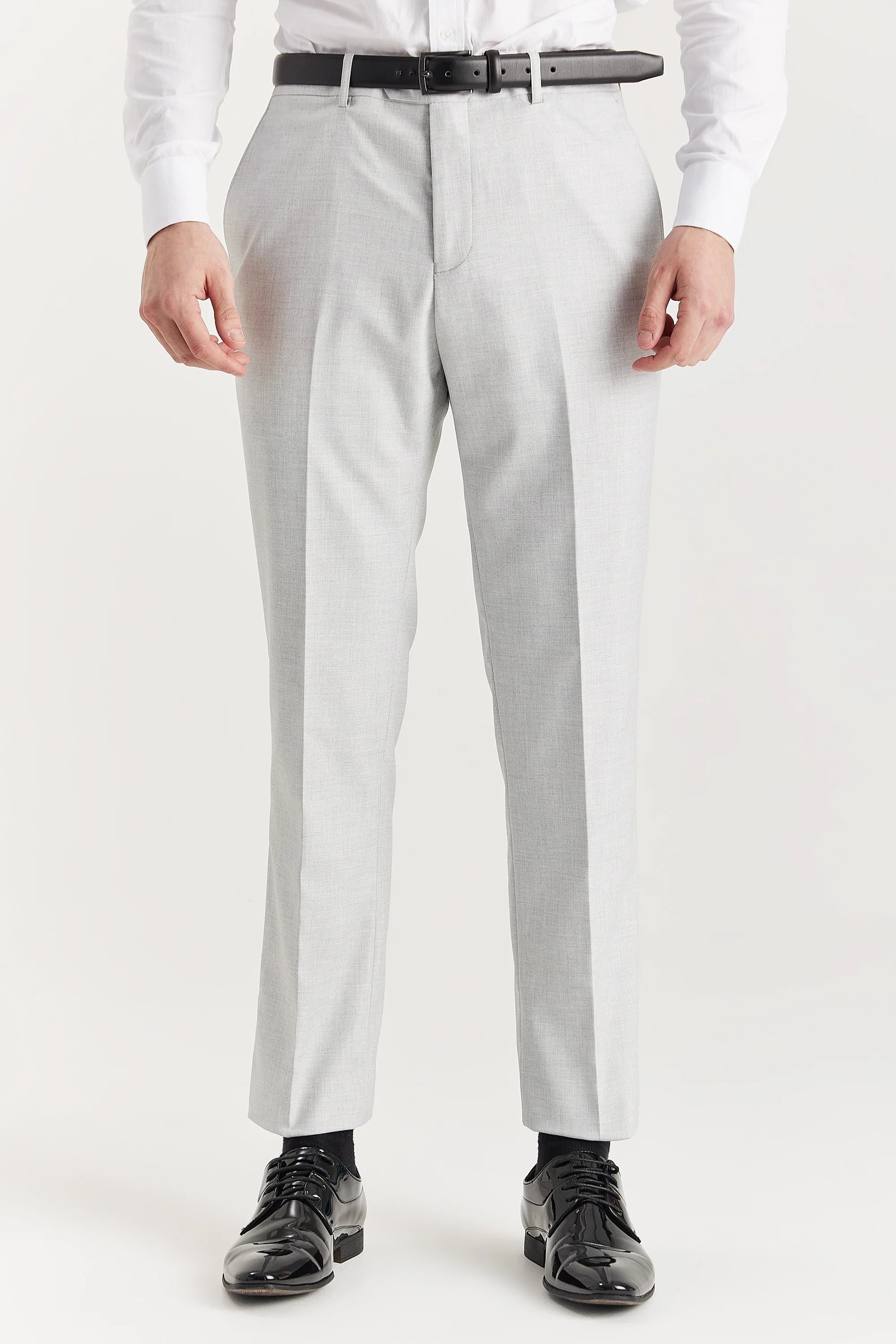 Men’s Tailored Fit Formal Trousers - Belmont - Silver Model Picture