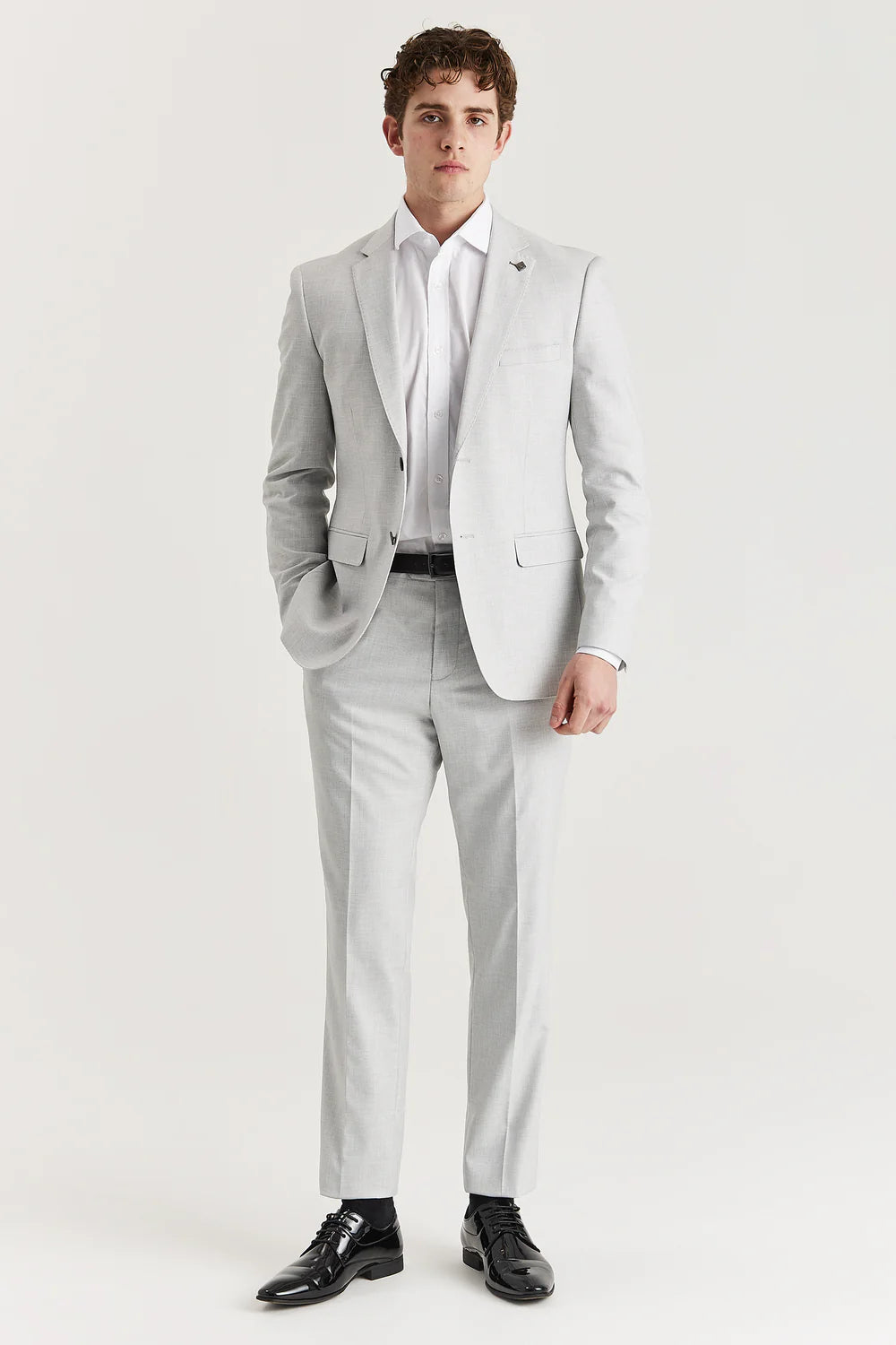 Men’s Tailored Fit Formal Trousers - Belmont - Silver Model Front Picture