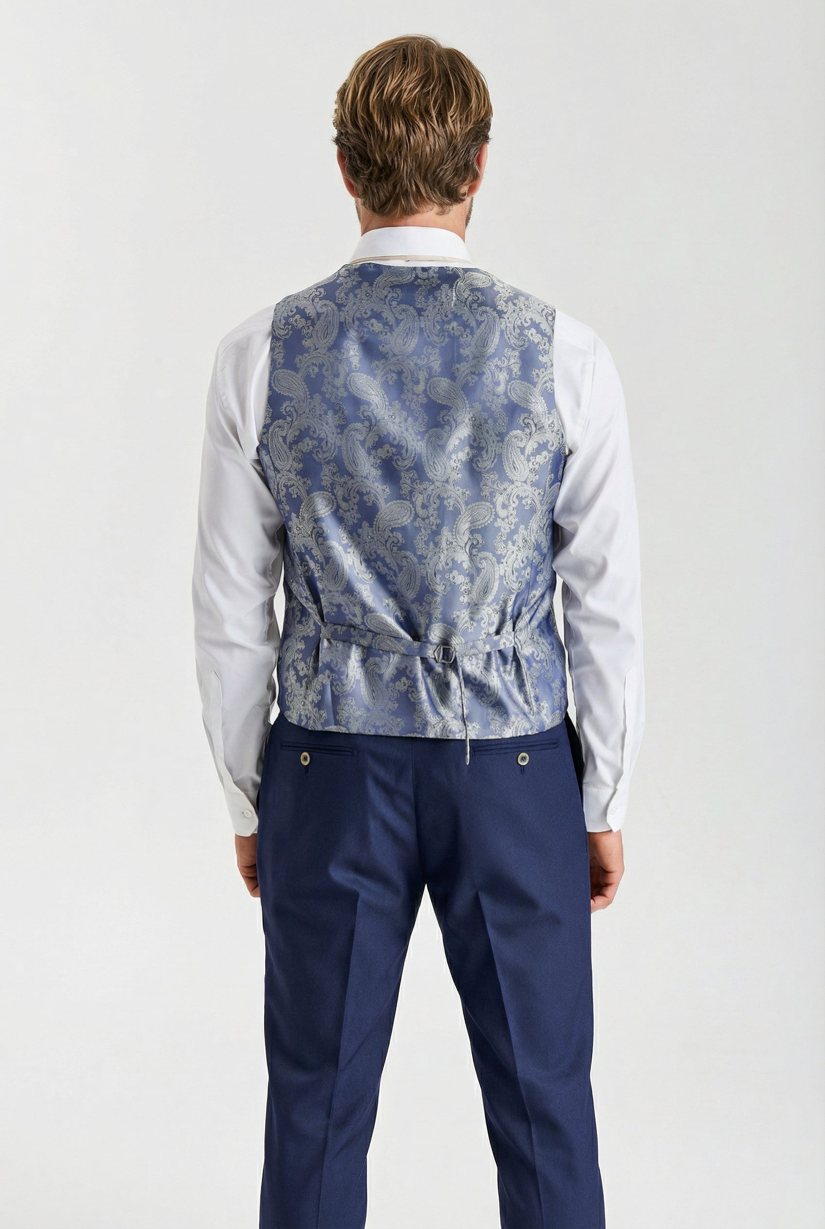 Men’s Tailored Fit Formal Waistcoat - Belmont - Navy Back Picture