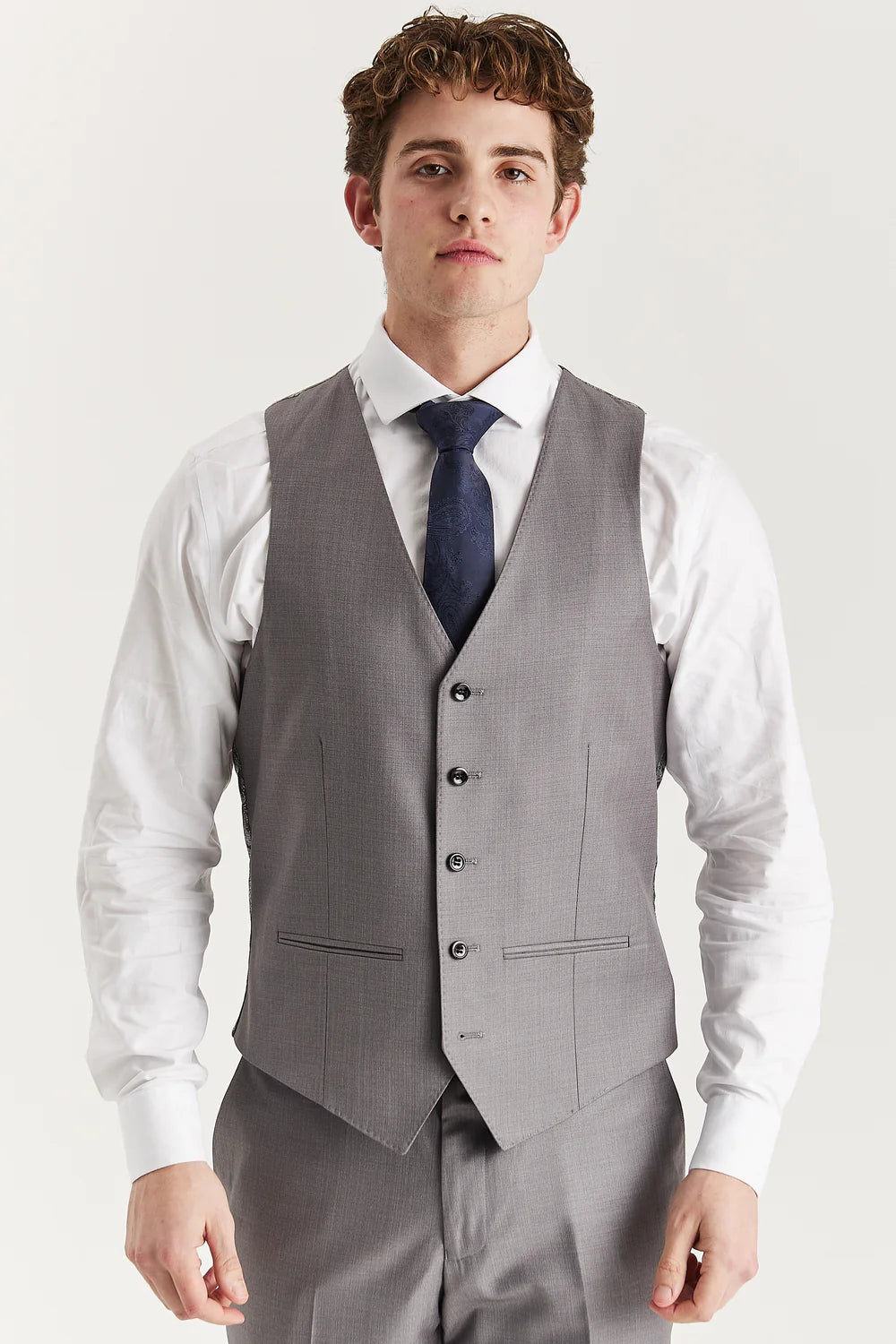 Men’s Tailored Fit Formal Waistcoat - Edward - Grey Front Picture