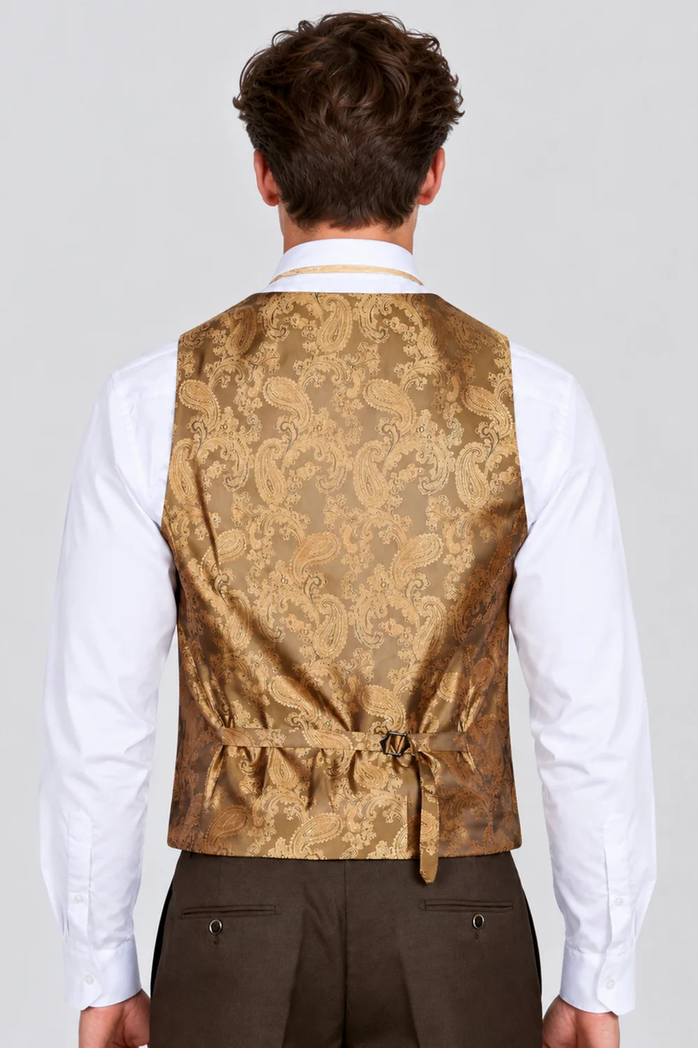 Men’s Tailored Fit Formal Waistcoat - Paul Andrew Belmont Brown Back