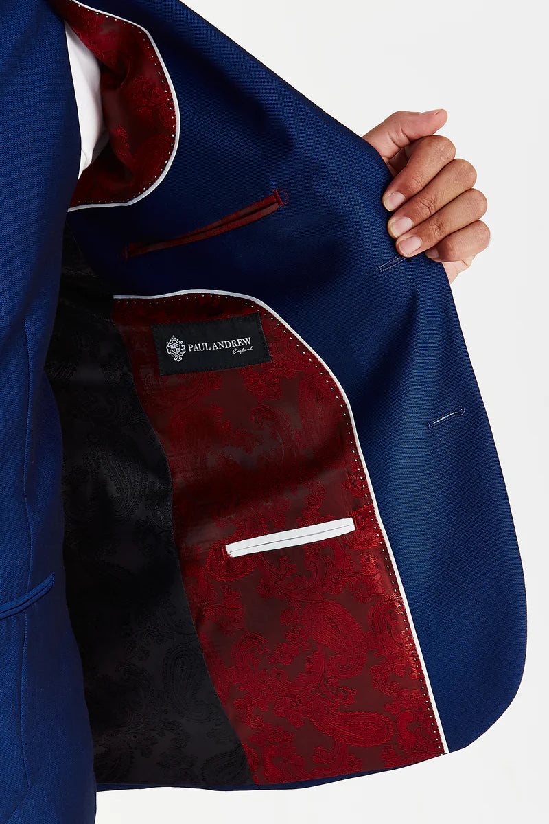 Herren Maßgeschneiderter Glanzeffekt Blauer Anzug - KINGSLEY - Royalblau