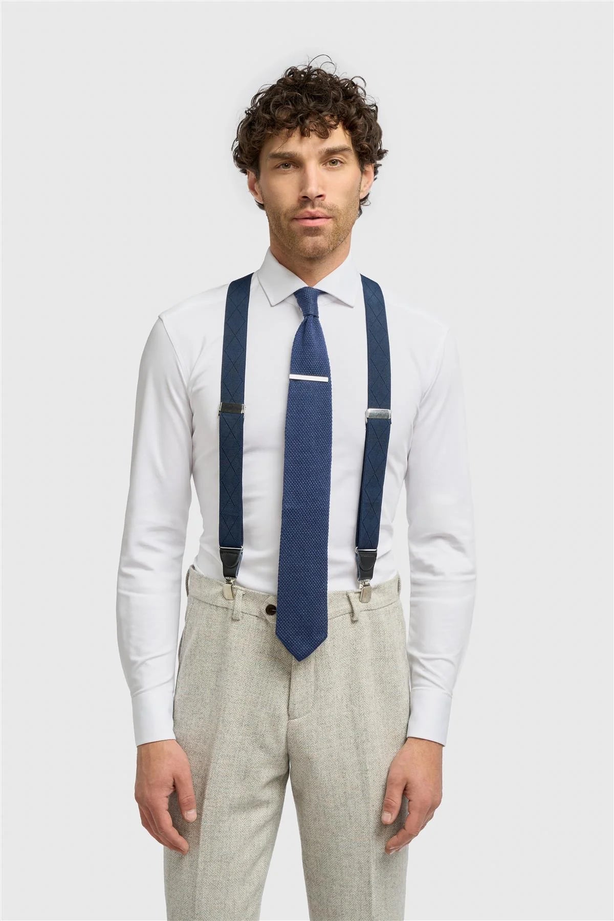 Men’s Textured Braces with Adjustable Straps  Model Picture