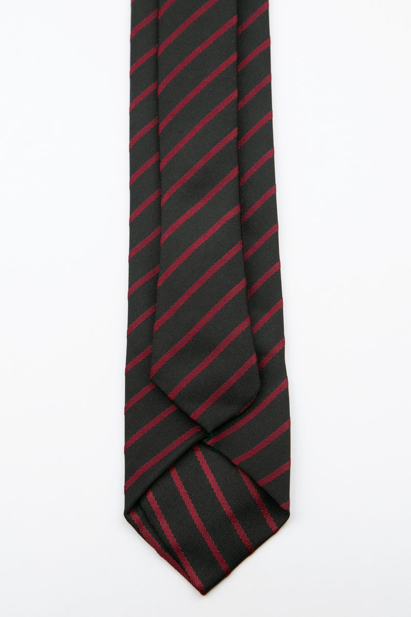 Men’s Textured Striped Slim Tie & Pocket Square Set in Burgundy Tie Back Picture