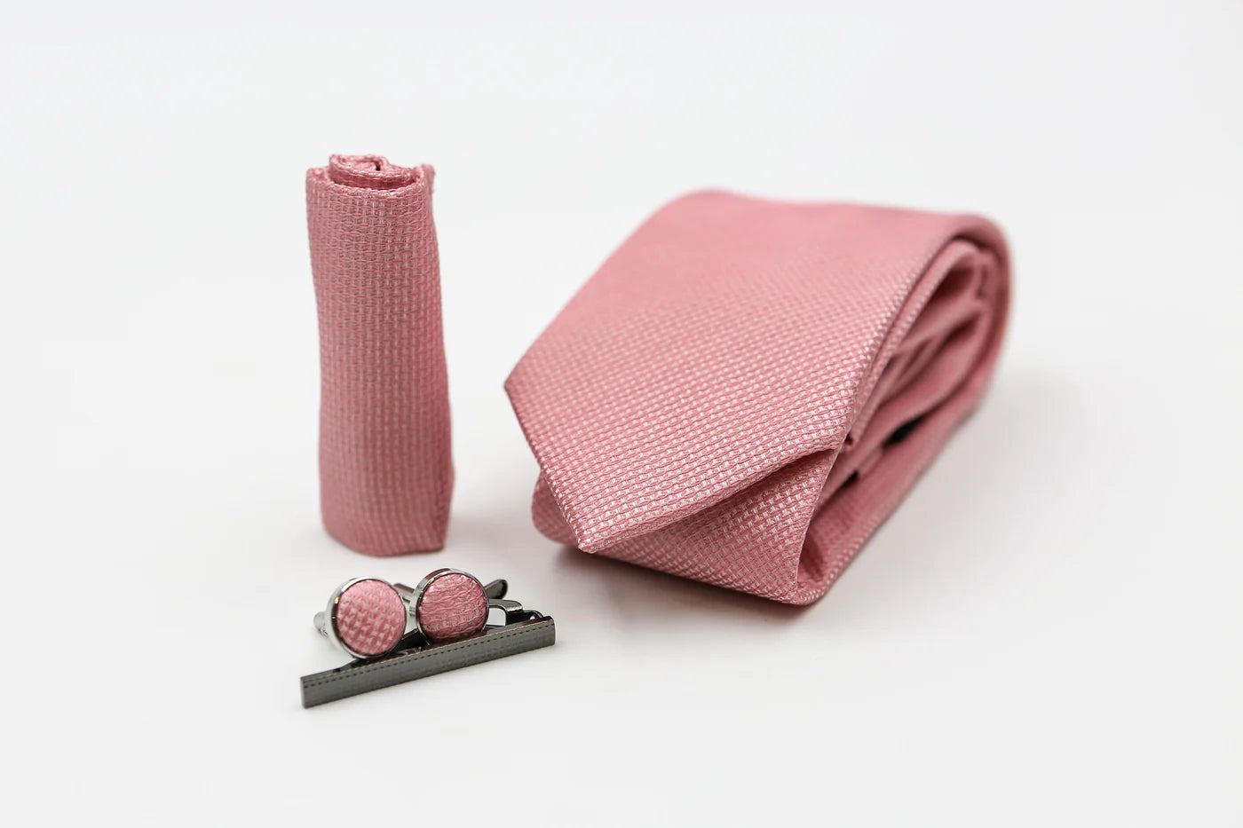 Men's Textured Tie & Cufflinks Set - Pink