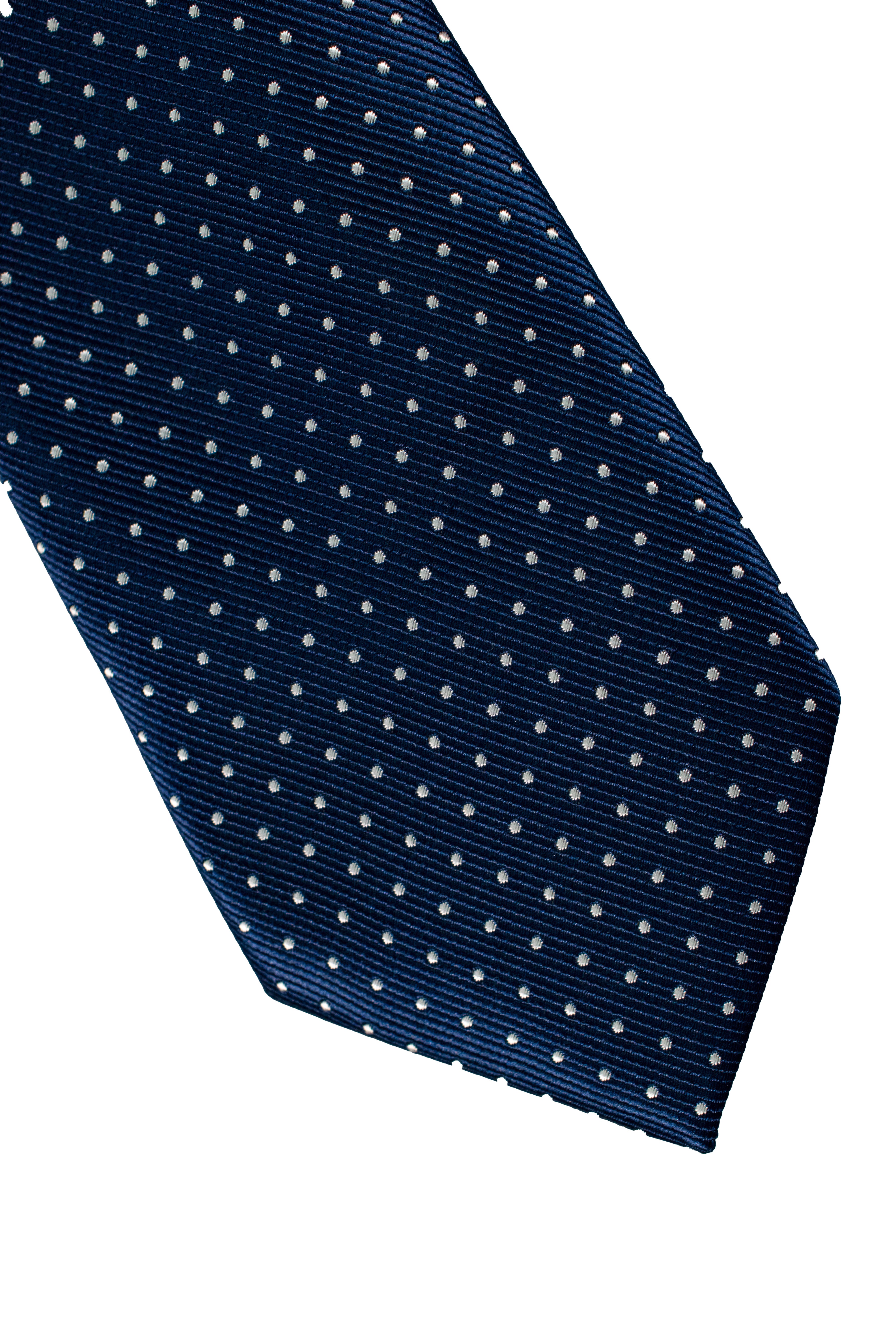 Ensemble Cravate, Pochette & Boutons de Manchette à Pois pour Homme – Bleu marine