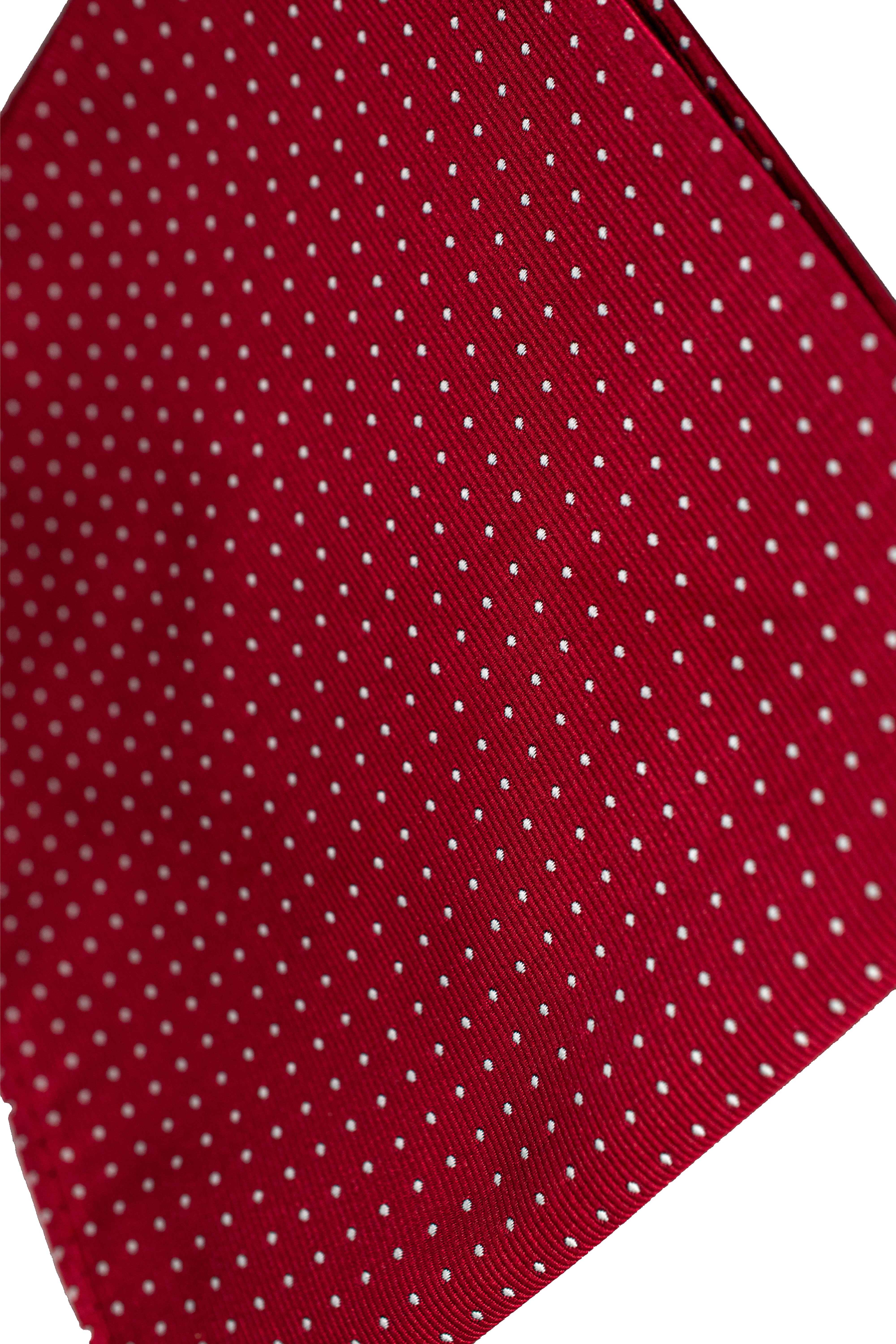 Herren Krawatten-, Einstecktuch- & Manschettenknopf-Set mit Polka-Dots – Rot