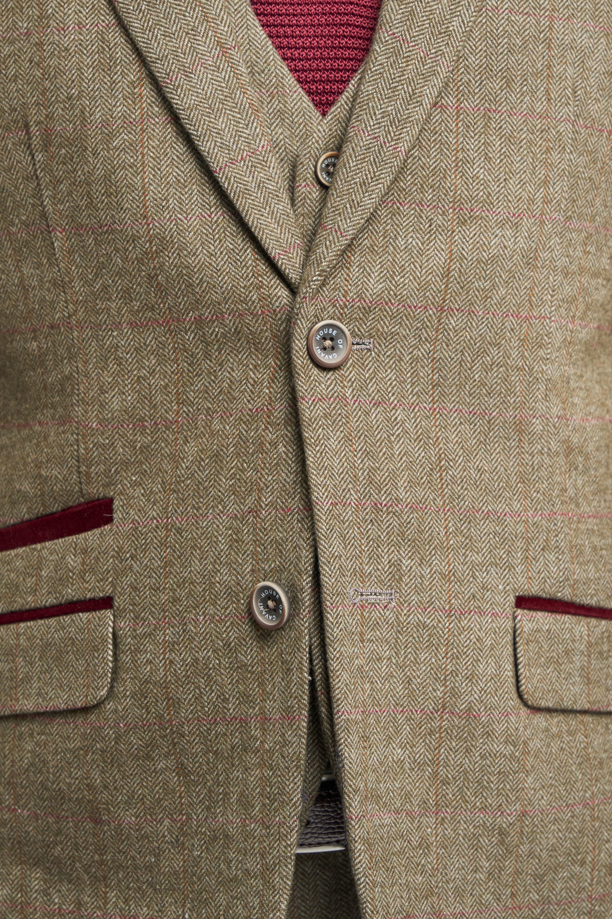 Men's Tweed Check Green Suit Jacket - Gaston Sage - Sage Green Front Picture