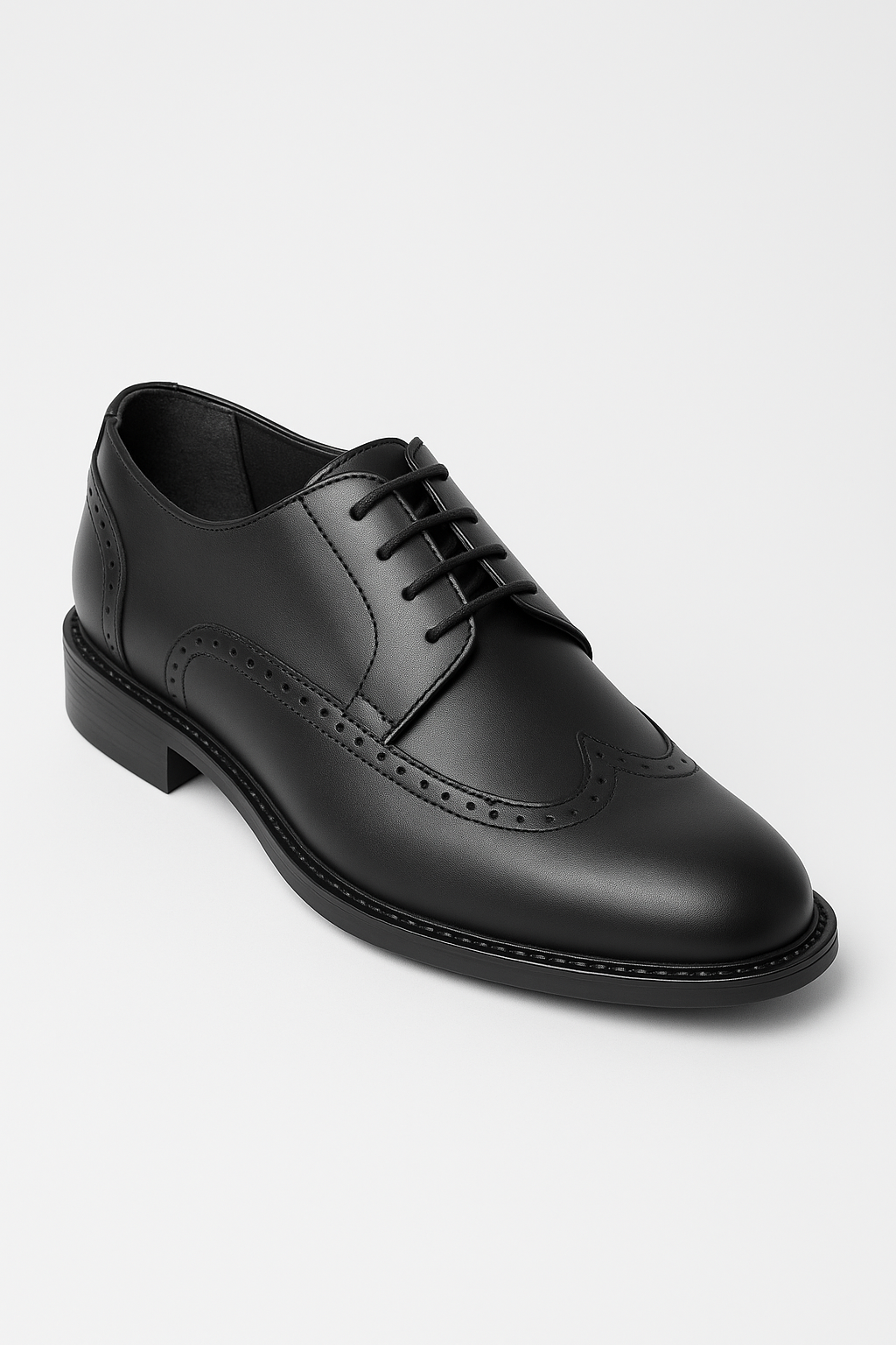 Men’s Wingtip Brogue Derby Dress Shoes - Duke - Matt Black Side Picture