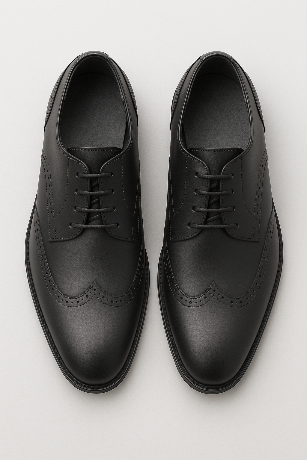 Men’s Wingtip Brogue Derby Dress Shoes - Duke - Matt Black Front Picture