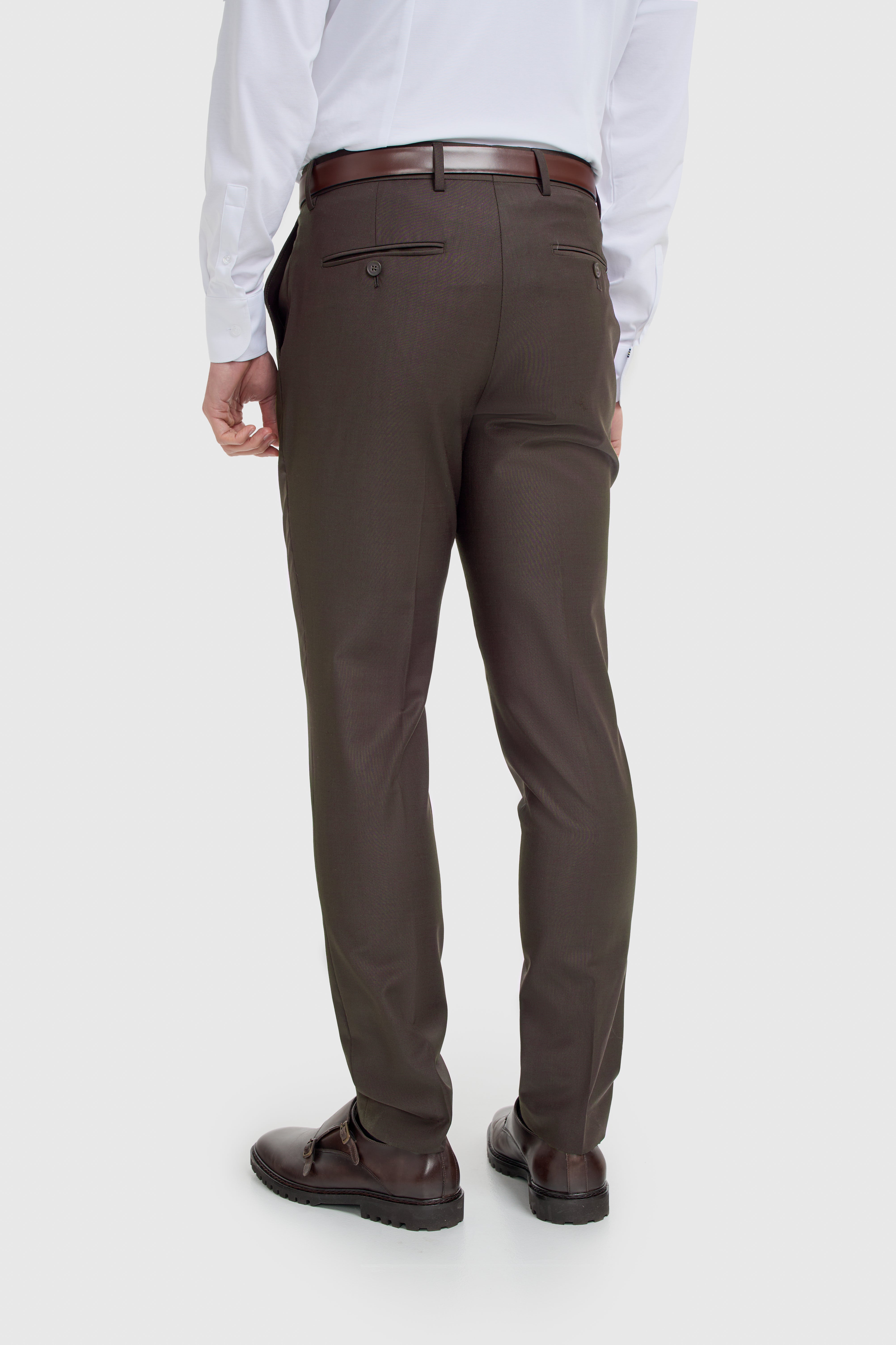 Traje formal ajustado de lana para hombre de 3 piezas - Bond - Castaño rojizo