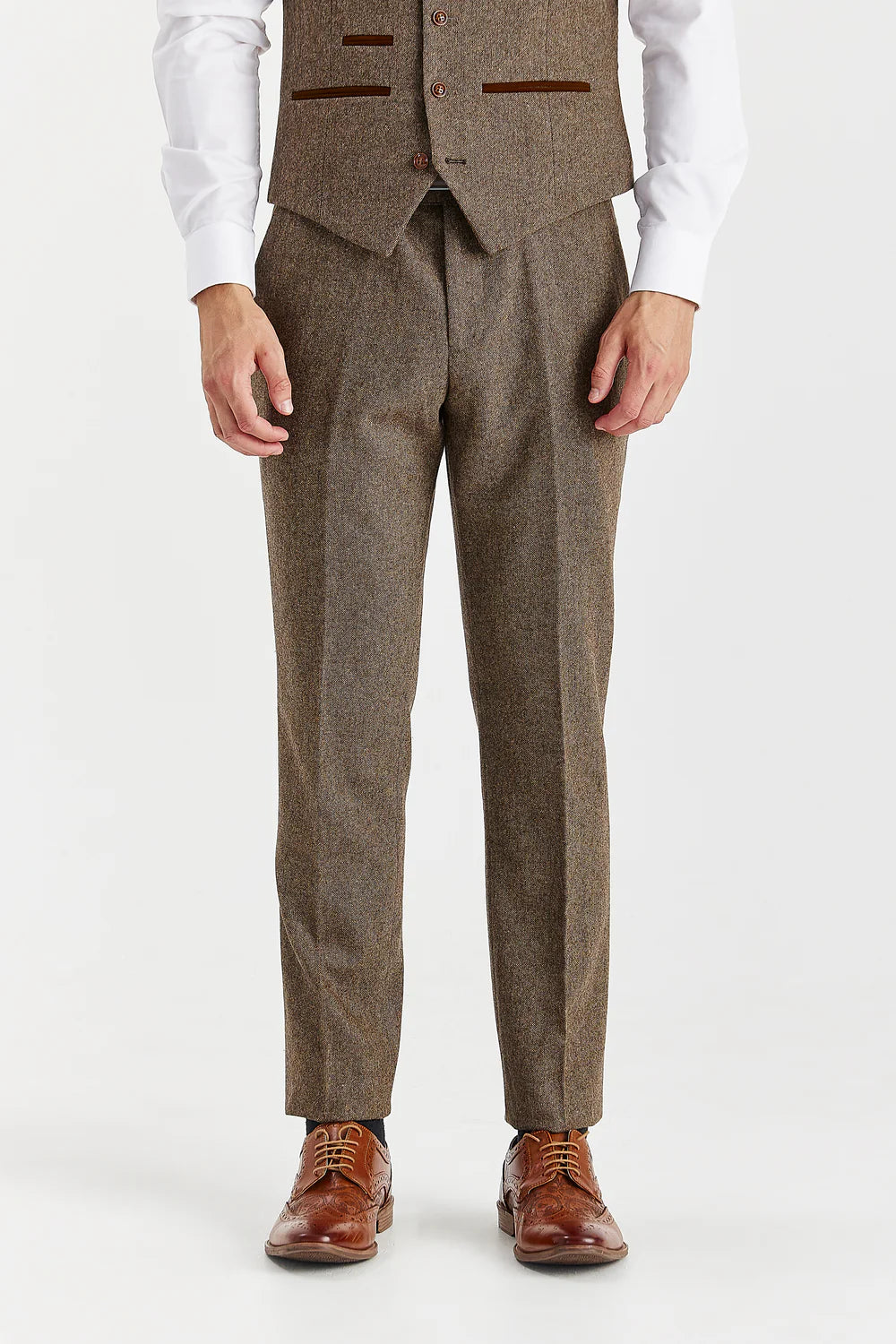 Men’s Wool Blend Formal Trousers - OSCAR - Brown 