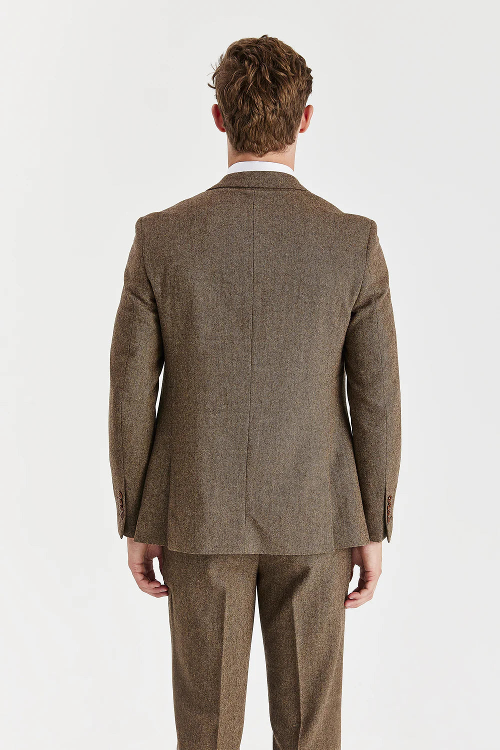 Men’s Wool Blend Suit Jacket - OSCAR - Brown Back Picture