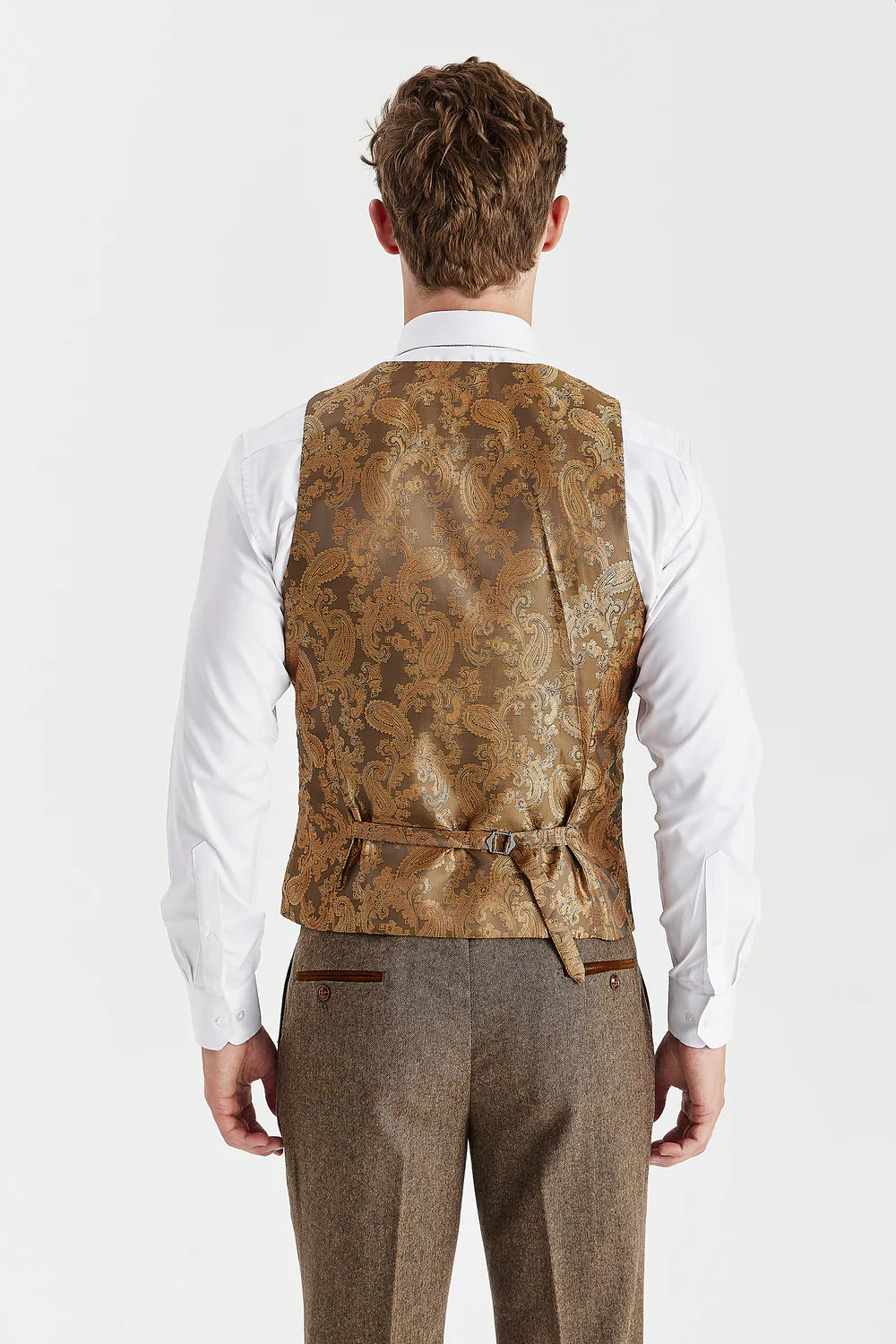 Men’s Wool Blend Suit - OSCAR - Brown Waistcoat Back Picture