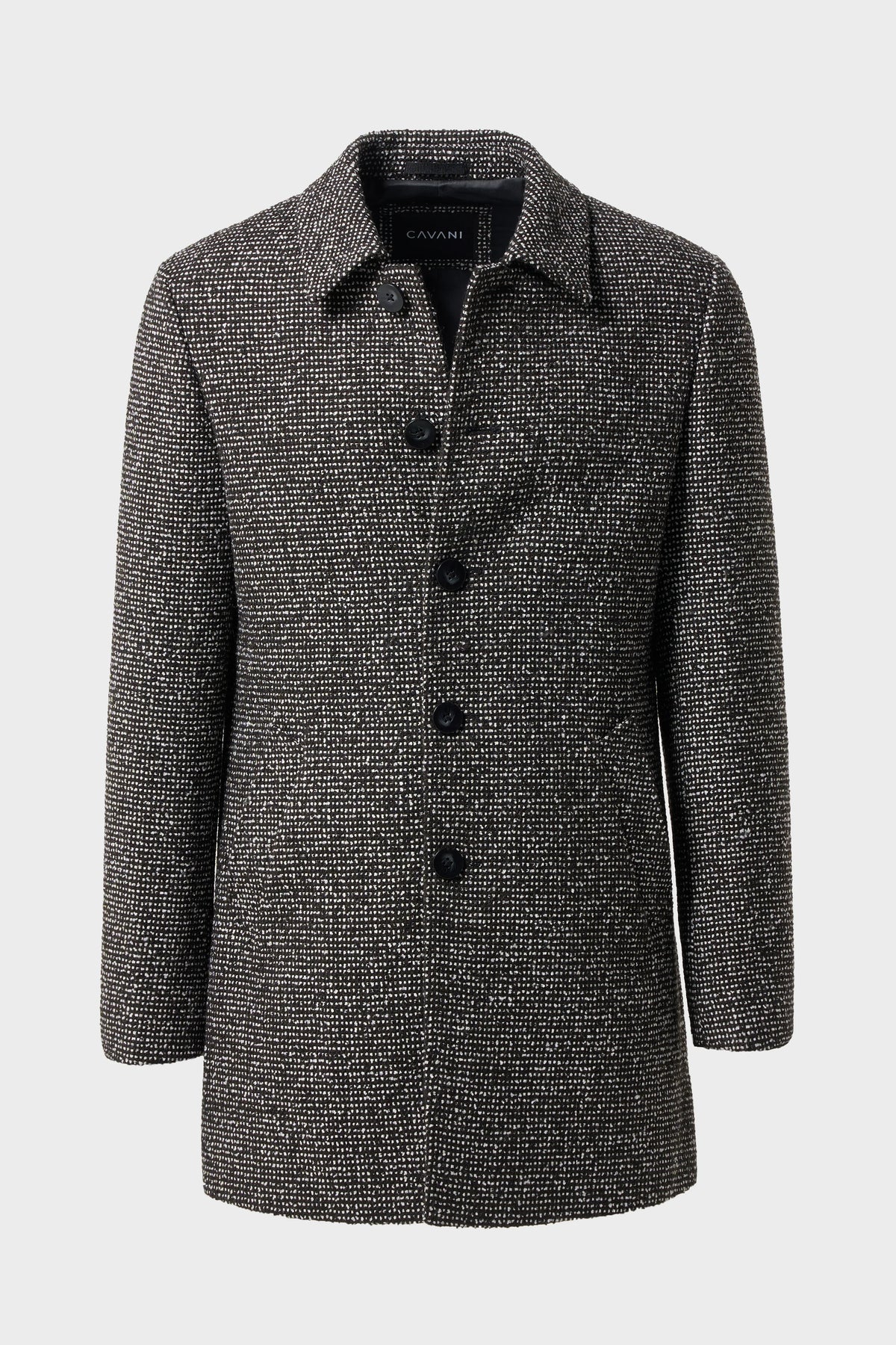 Men’s Wool Blend Textured Tweed Overcoat - Cavani Ettora Black & Grey