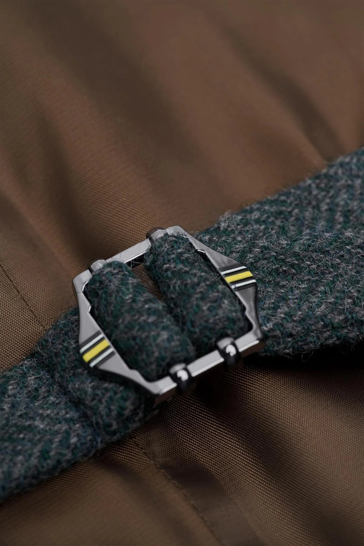 Men’s Wool Herringbone Tweed Waistcoat - Thomas - Olive Green Detail Picture