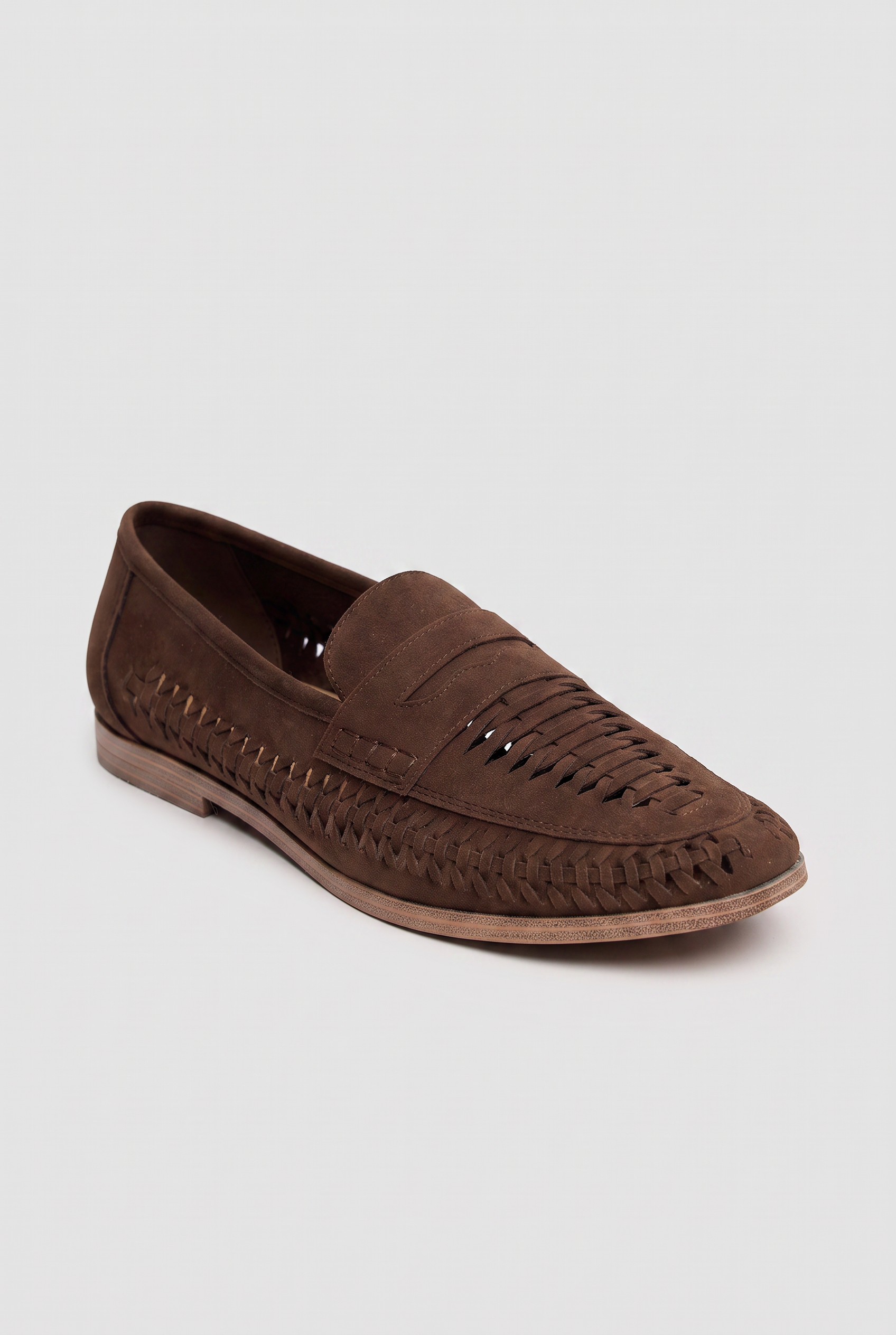 Men’s Woven Leather Loafers - Calvina - Brown