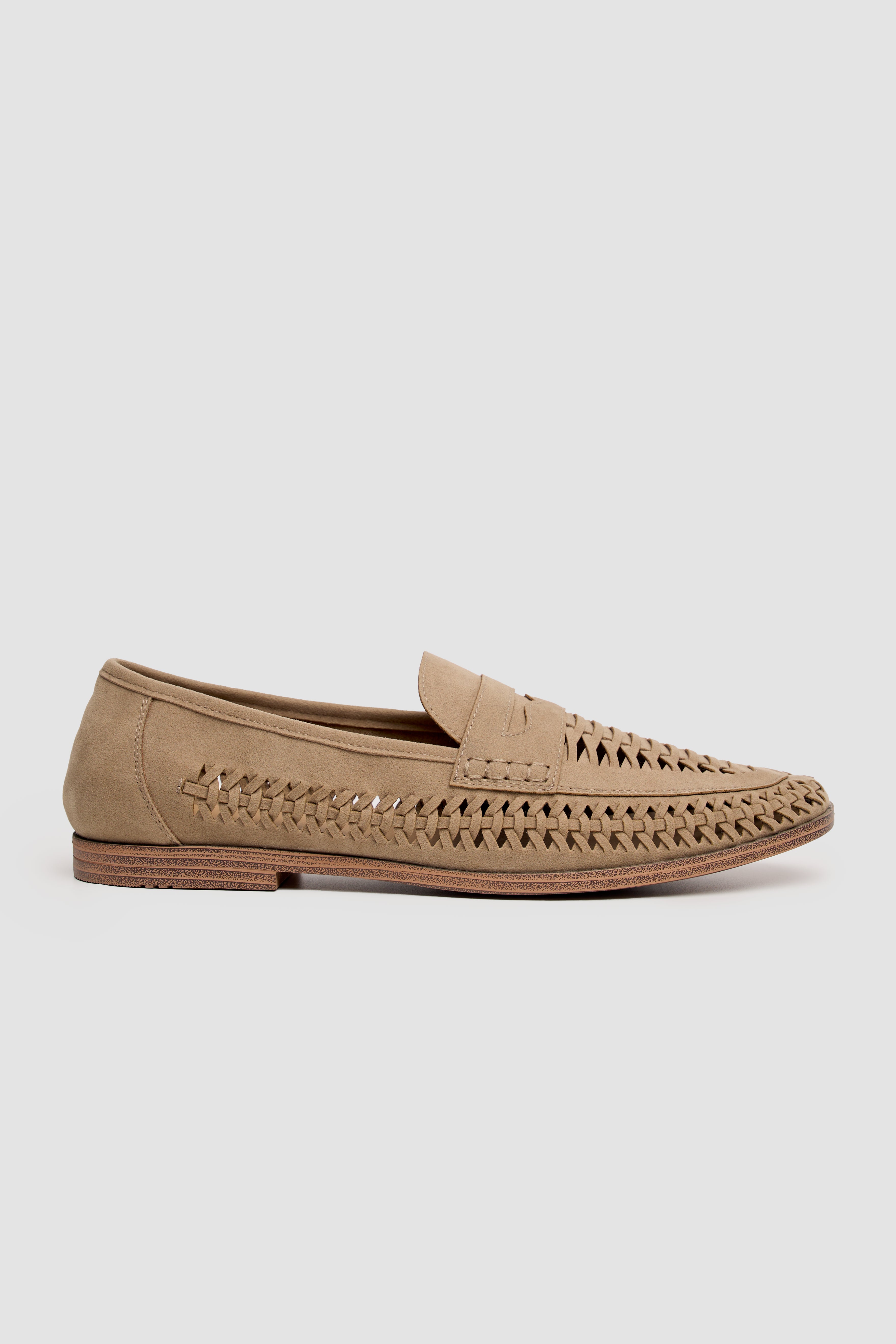 Men’s Woven Leather Loafers - Calvina - Sand Side Picture