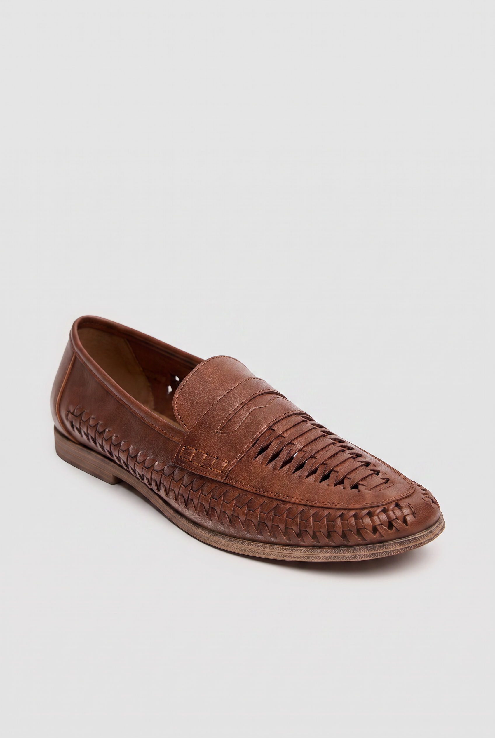 Men’s Woven Leather Loafers - Calvina - Tan