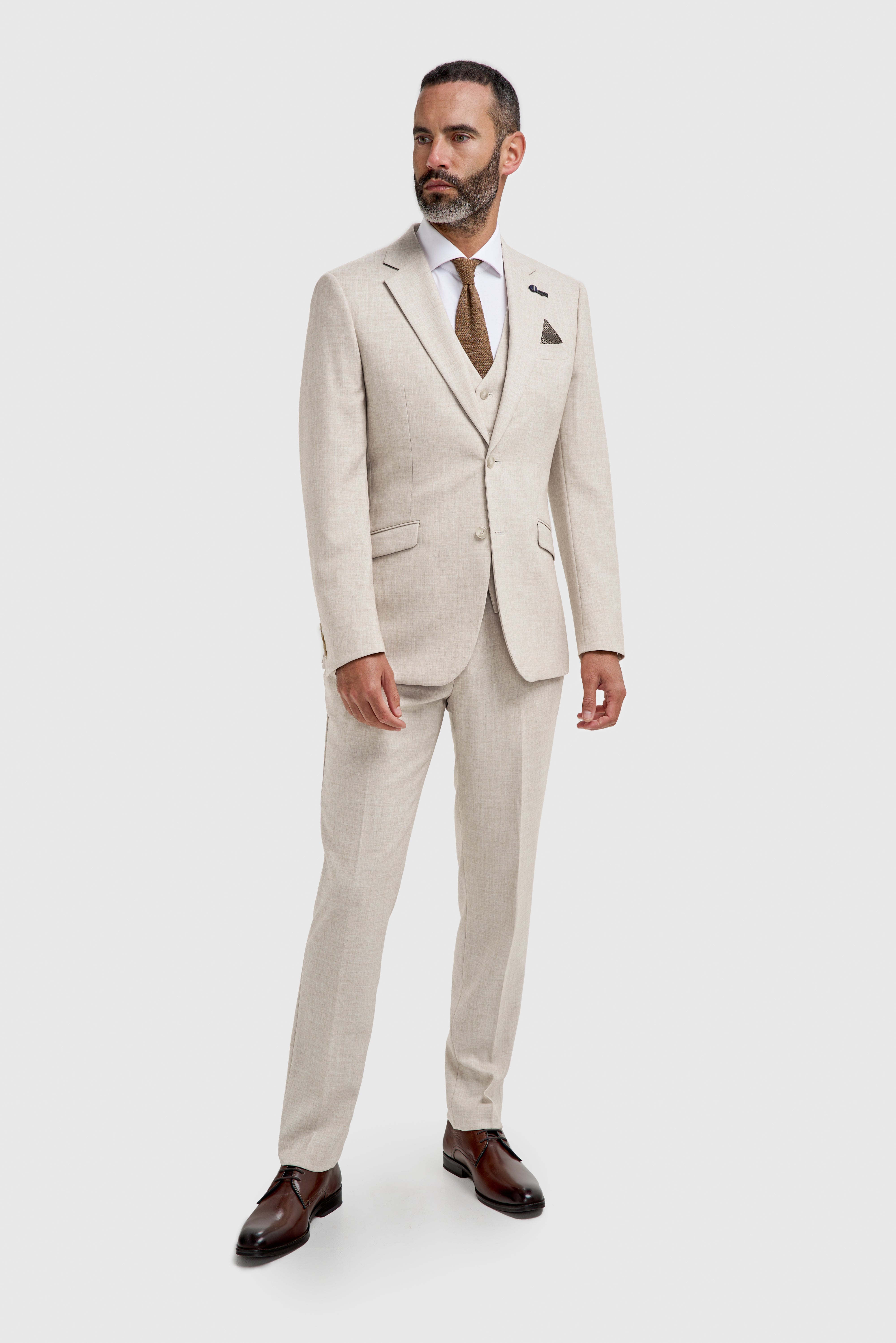 Men’s 3-Piece Slim Fit Formal Suit - Malibu - Beige