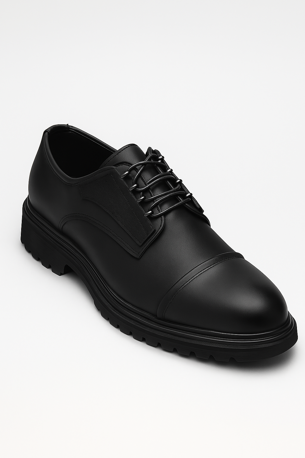 Men’s Cap-Toe Derby Shoes - Windsor - Black Side Picture