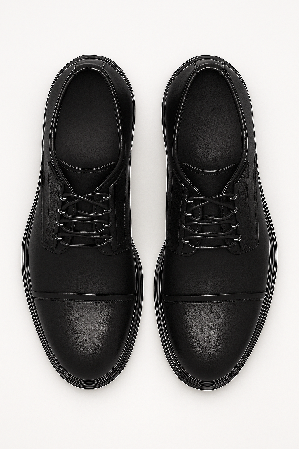 Men’s Cap-Toe Derby Shoes - Windsor - Black Front Picture