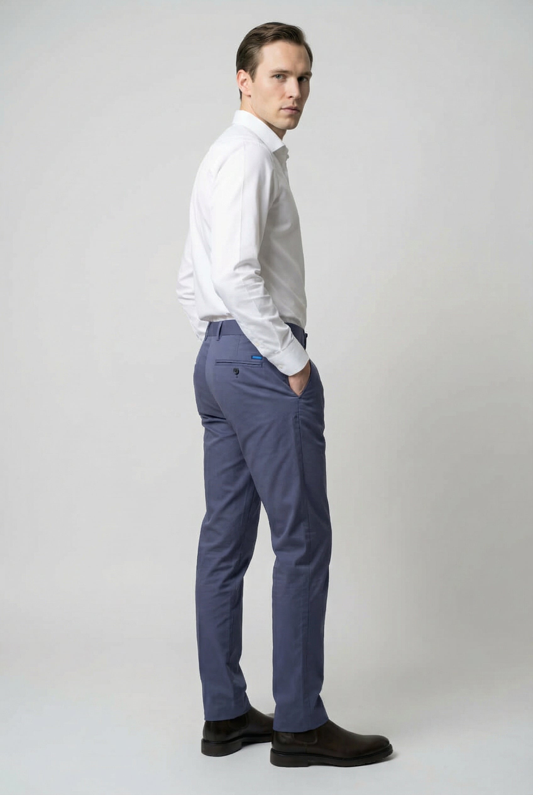 Men’s Cotton Regular Fit Chino Trousers - Zack - Blue