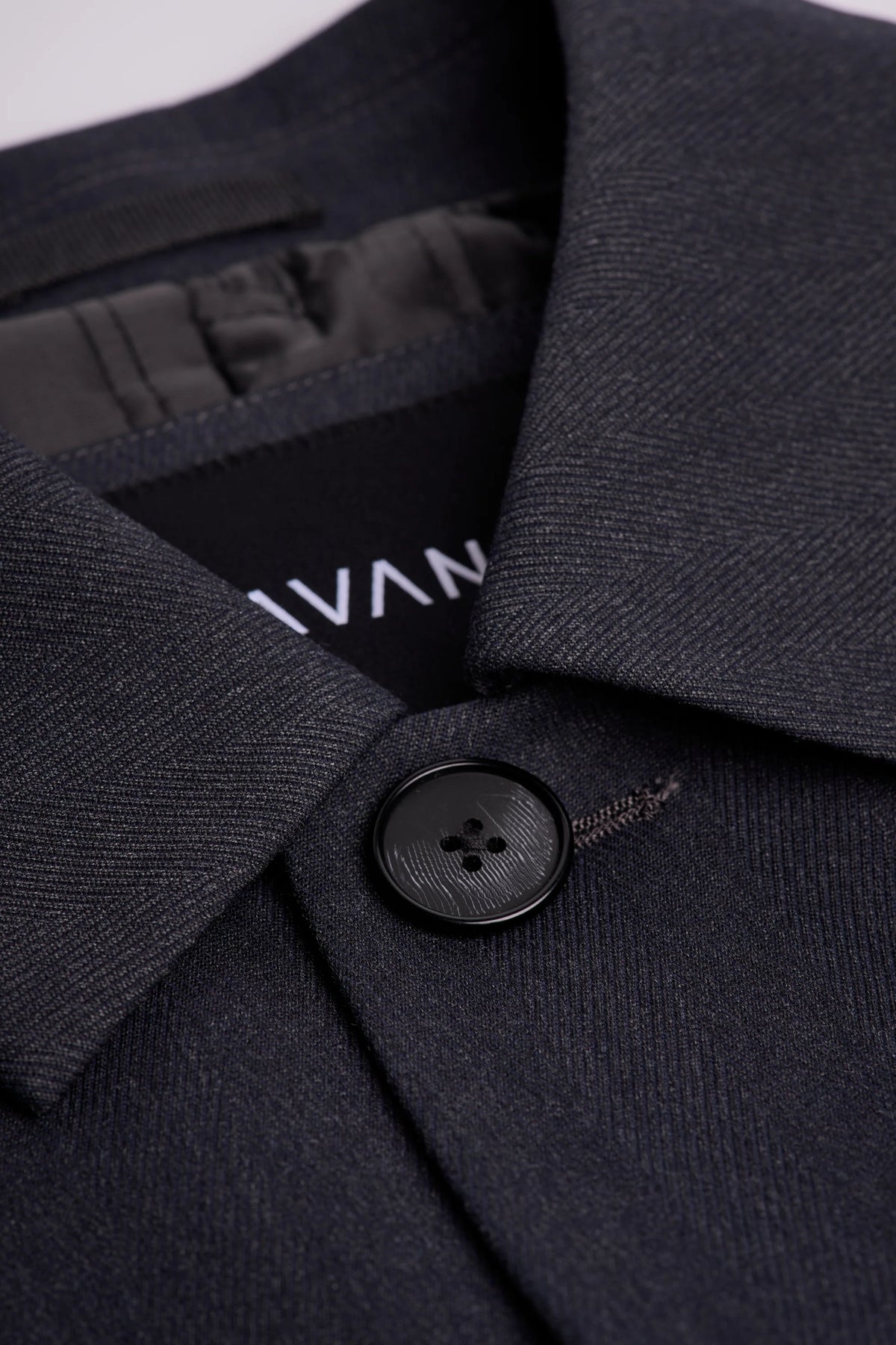 Men’s Herringbone Overcoat - Cavani Manari Navy Detail Picture 