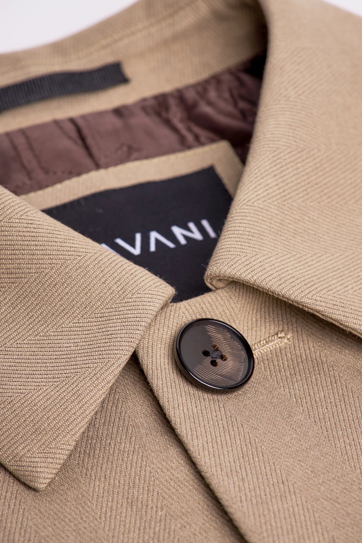Men’s Herringbone Overcoat - Cavani Manari Stone Detail Picture