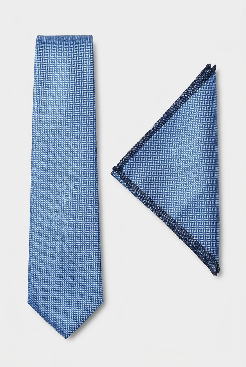 Herren Oxford Gewebe Schlips in Schmal - Himmelblau