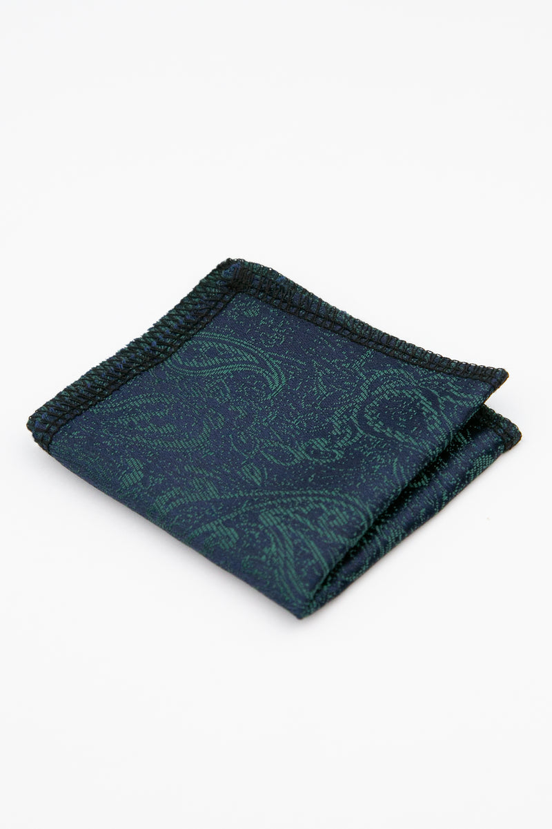 Men’s Paisley Slim Tie & Pocket Square Set in Green Hankie Picture