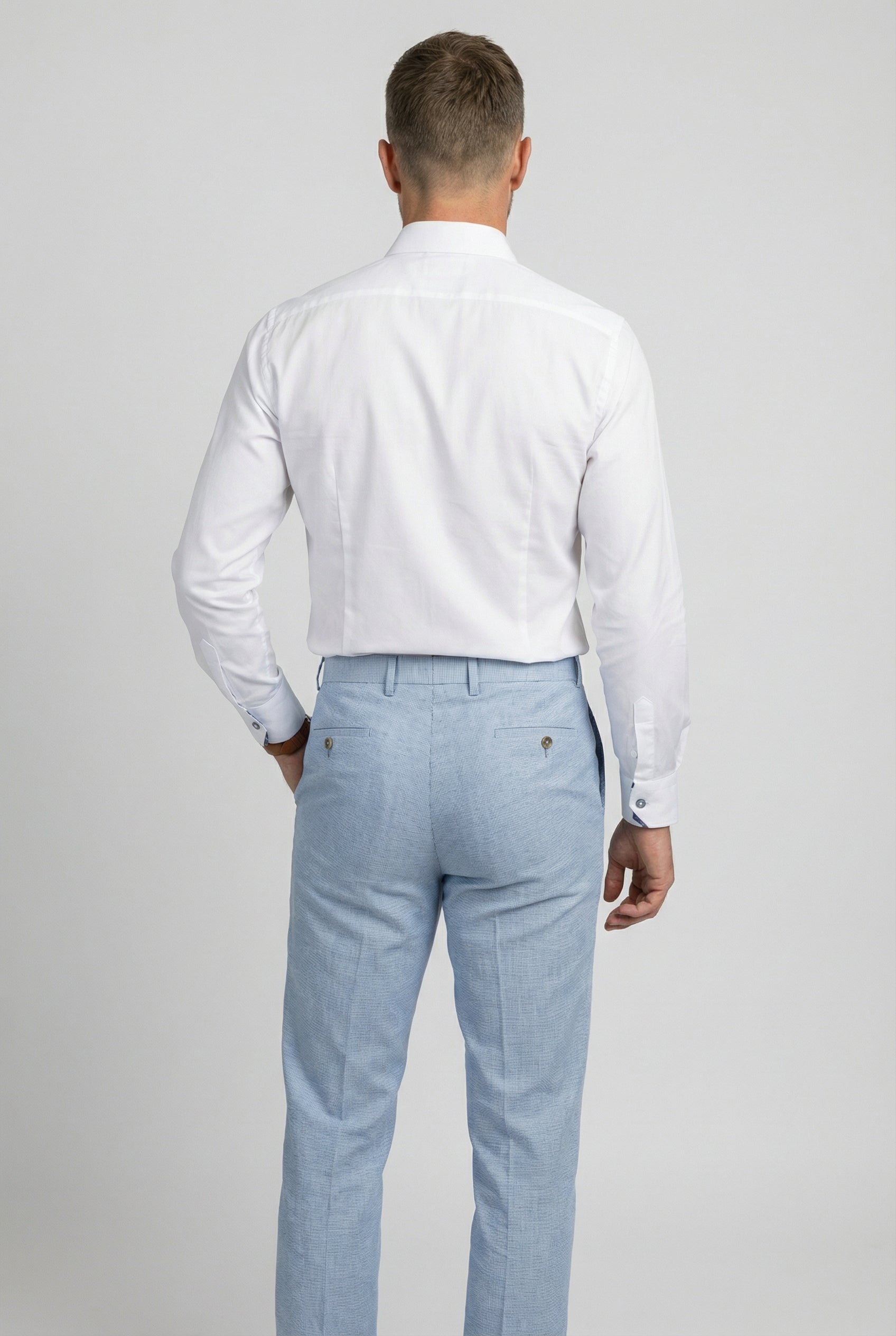 Men's Self Patterned Slim Fit Suit - JUDE - Light Blue