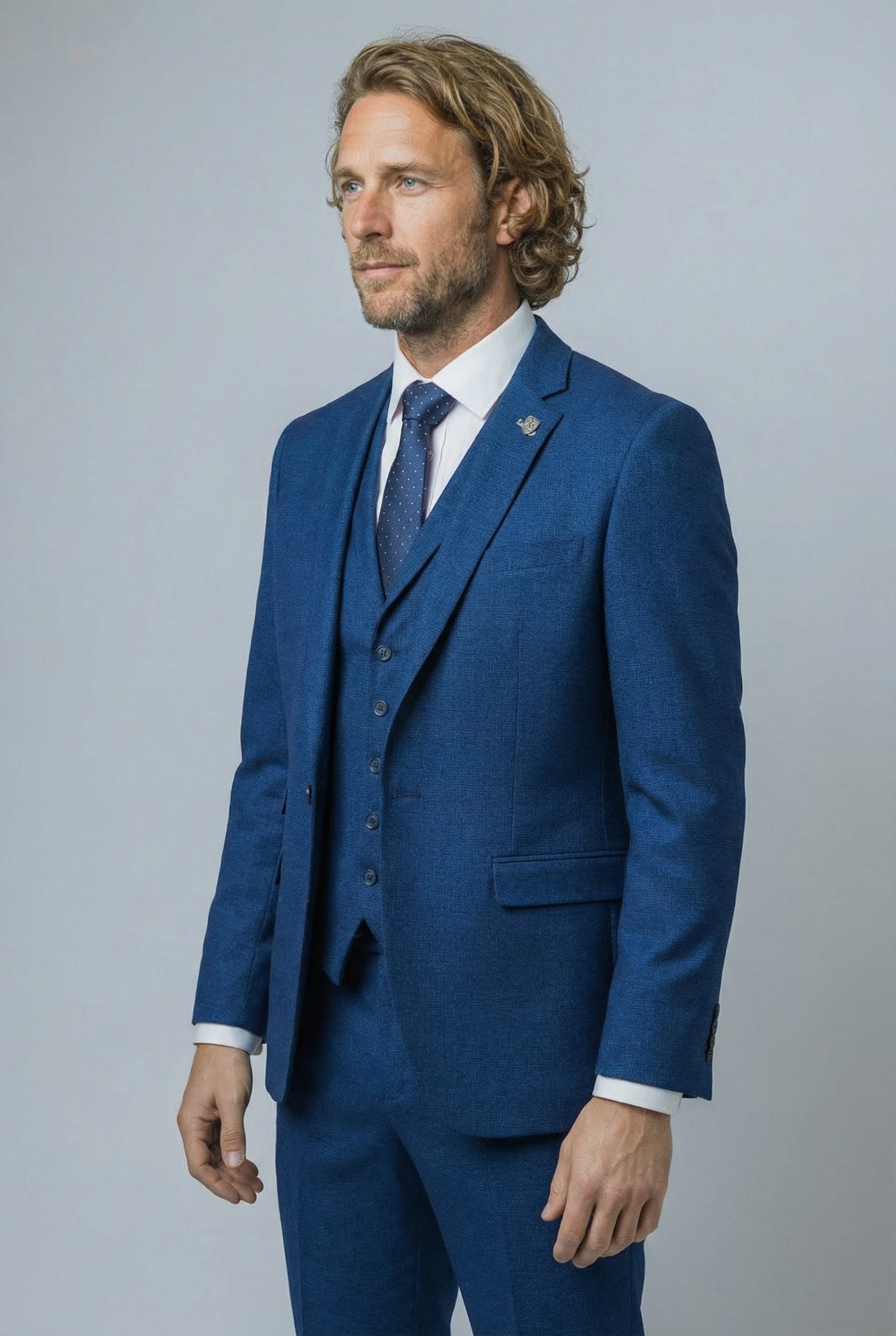 Men's Slim Fit Suit Jacket - MATEO - Indigo Blue