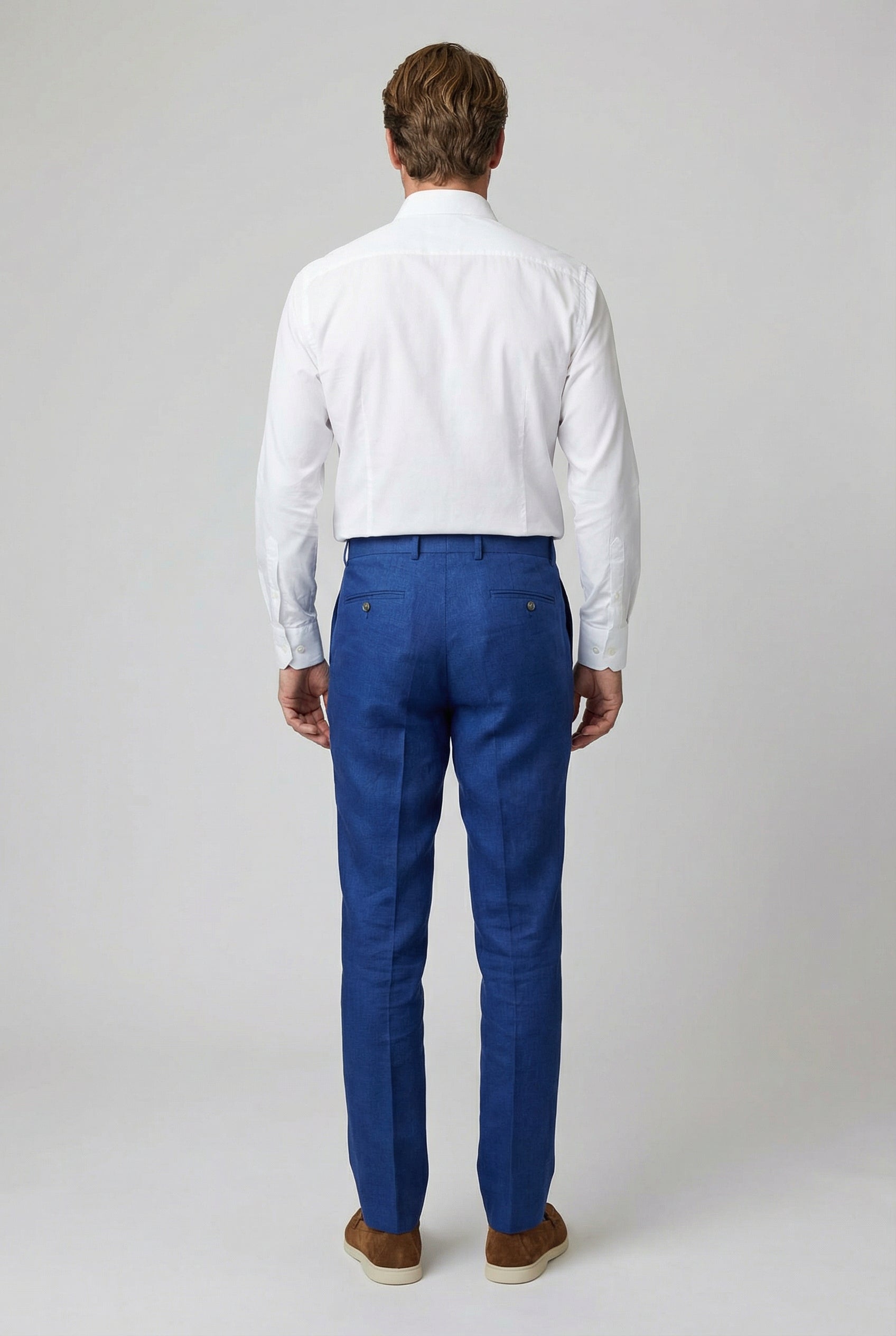 Traje de lino para hombre de corte ajustado de 2 piezas - azul marino